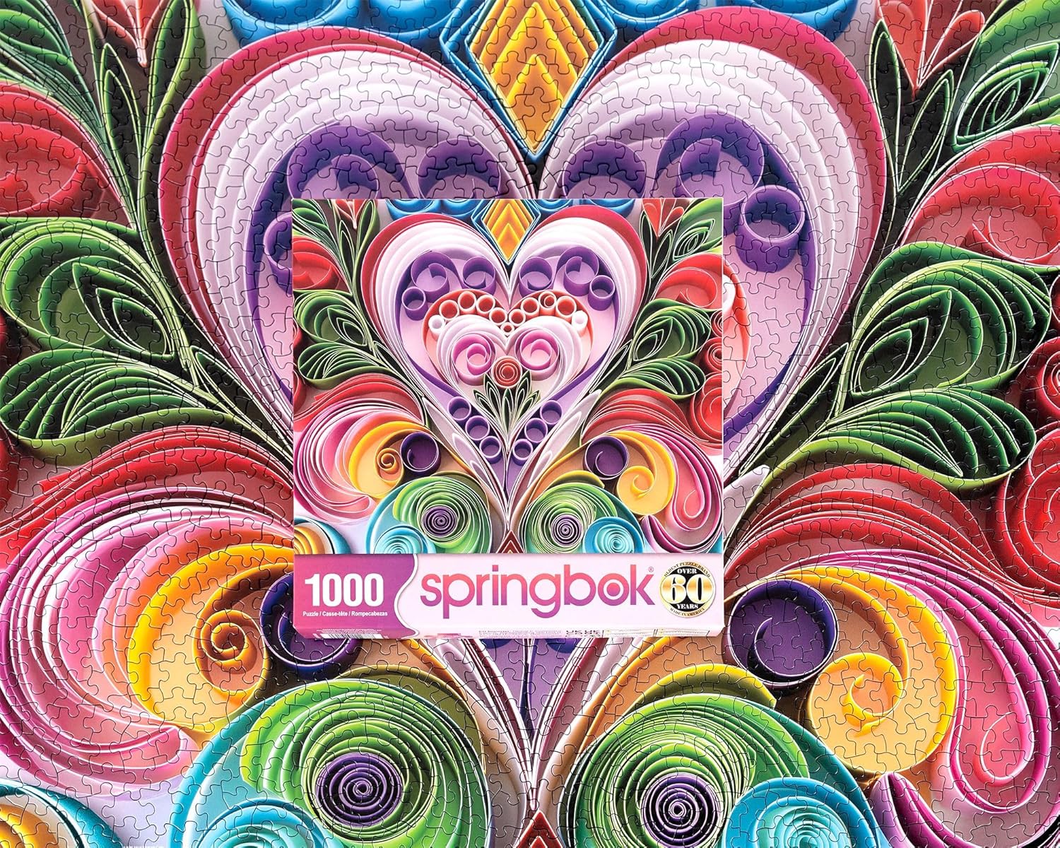 Springbok Paper Hearts 1000 Piece Puzzle for Adults - Features a Beautiful Cut Paper Heart Arrangment