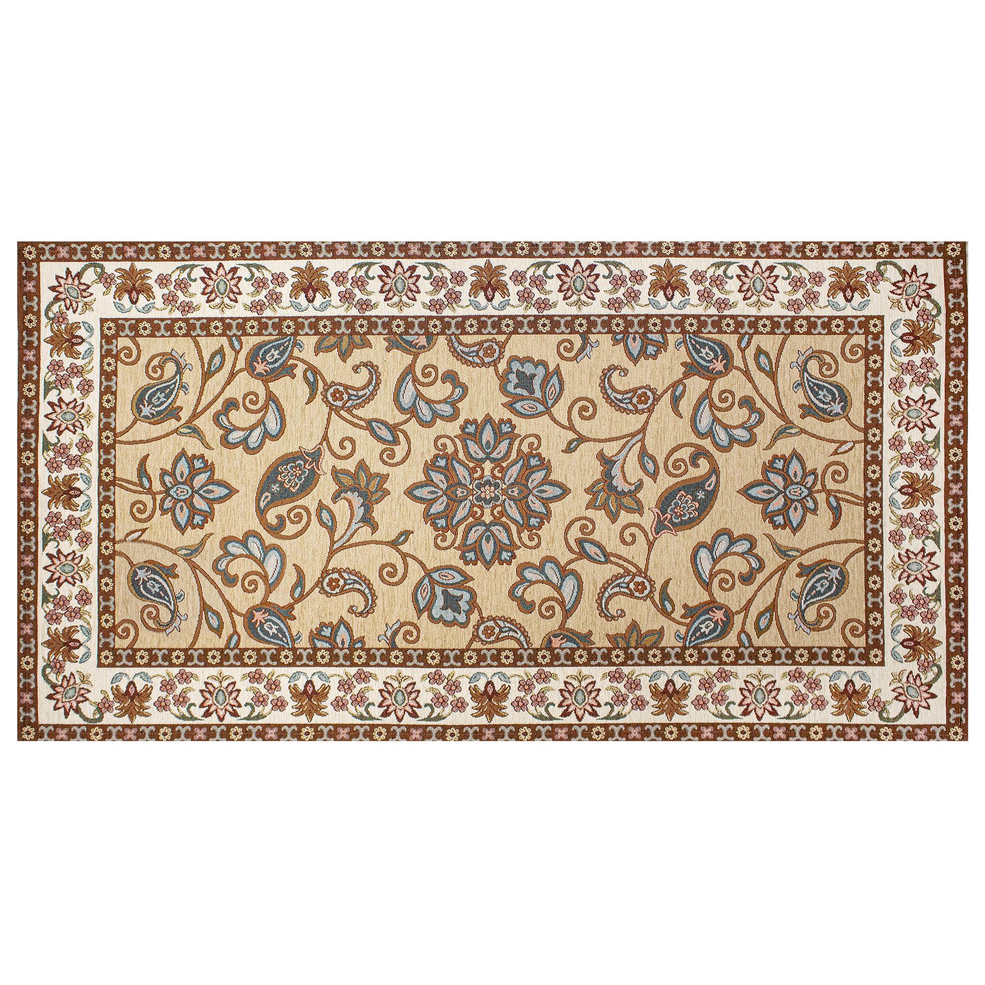 Tapis Ethnique Fiorato Sahara, antidérapant, doux et lavable, pour salon, chambre, bureau, différentes tailles (daim, 115 x 175 cm)