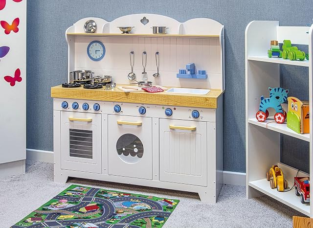 Foto 3 de 8 de Leomark Cocina de Juguete de Madera Saint Tropez, Cocina Infantil con Juego de ollas de Metal