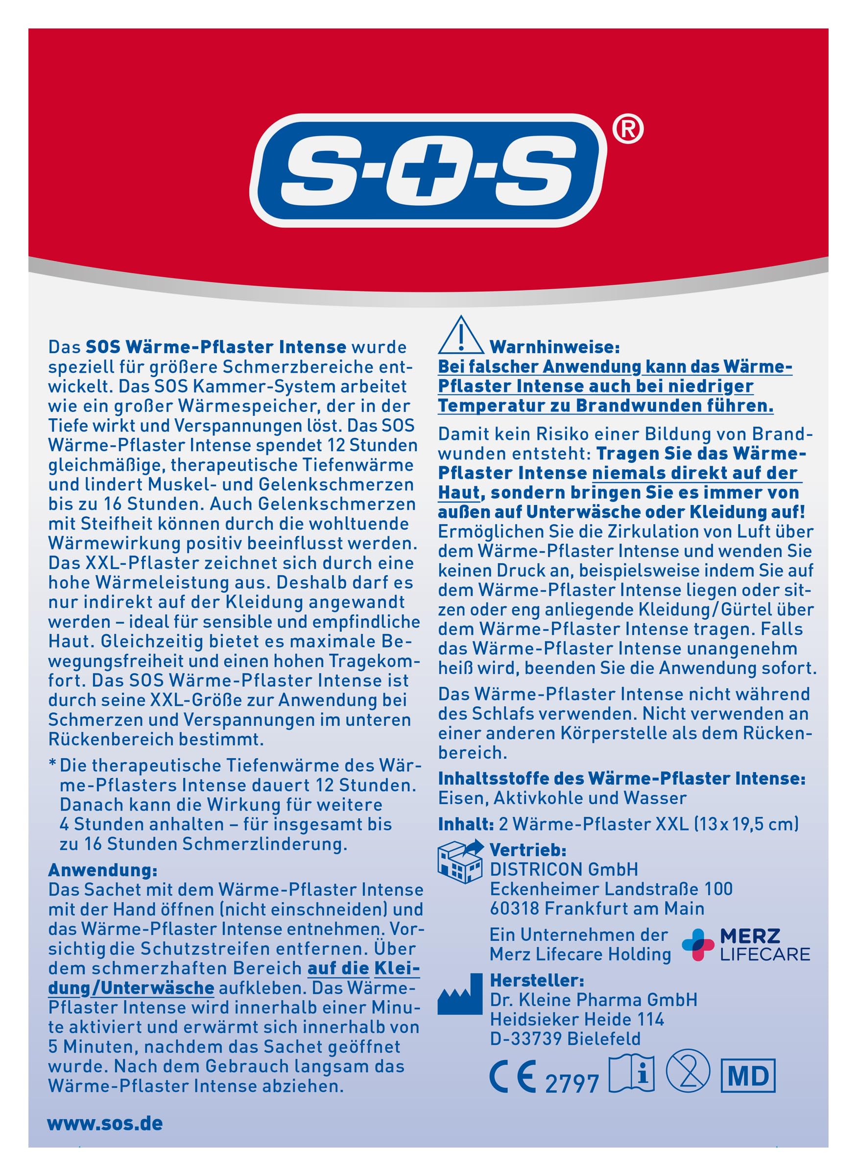 SOS Wärme-Pflaster INTENSE | extra starke XXL Wärmepflaster | löst verkrampfte Muskeln + Rücken Verspannungen | Rückenschmerzen 5x2 Wärme Pads