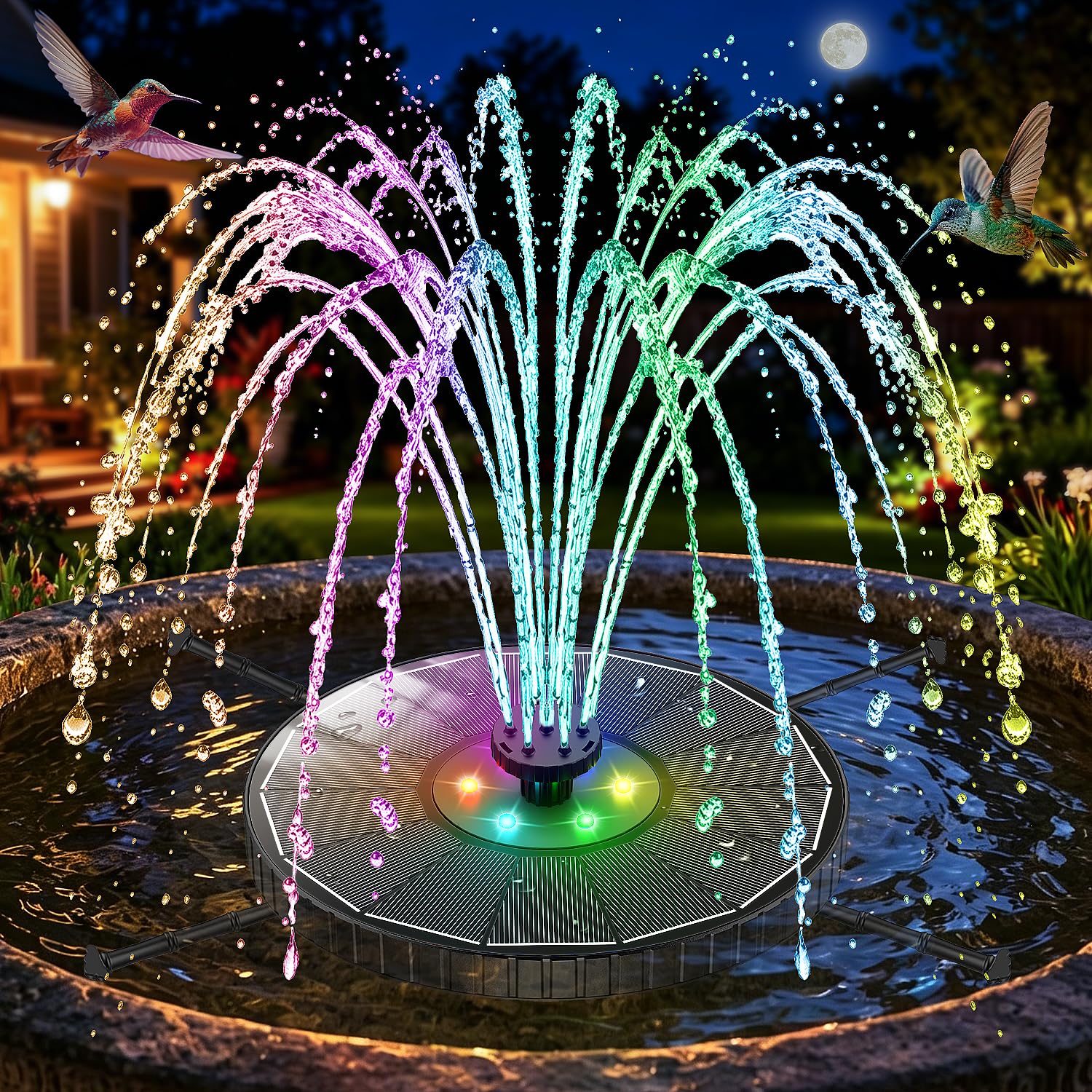 GAIZERL 3-Spray Height Solar Fountain