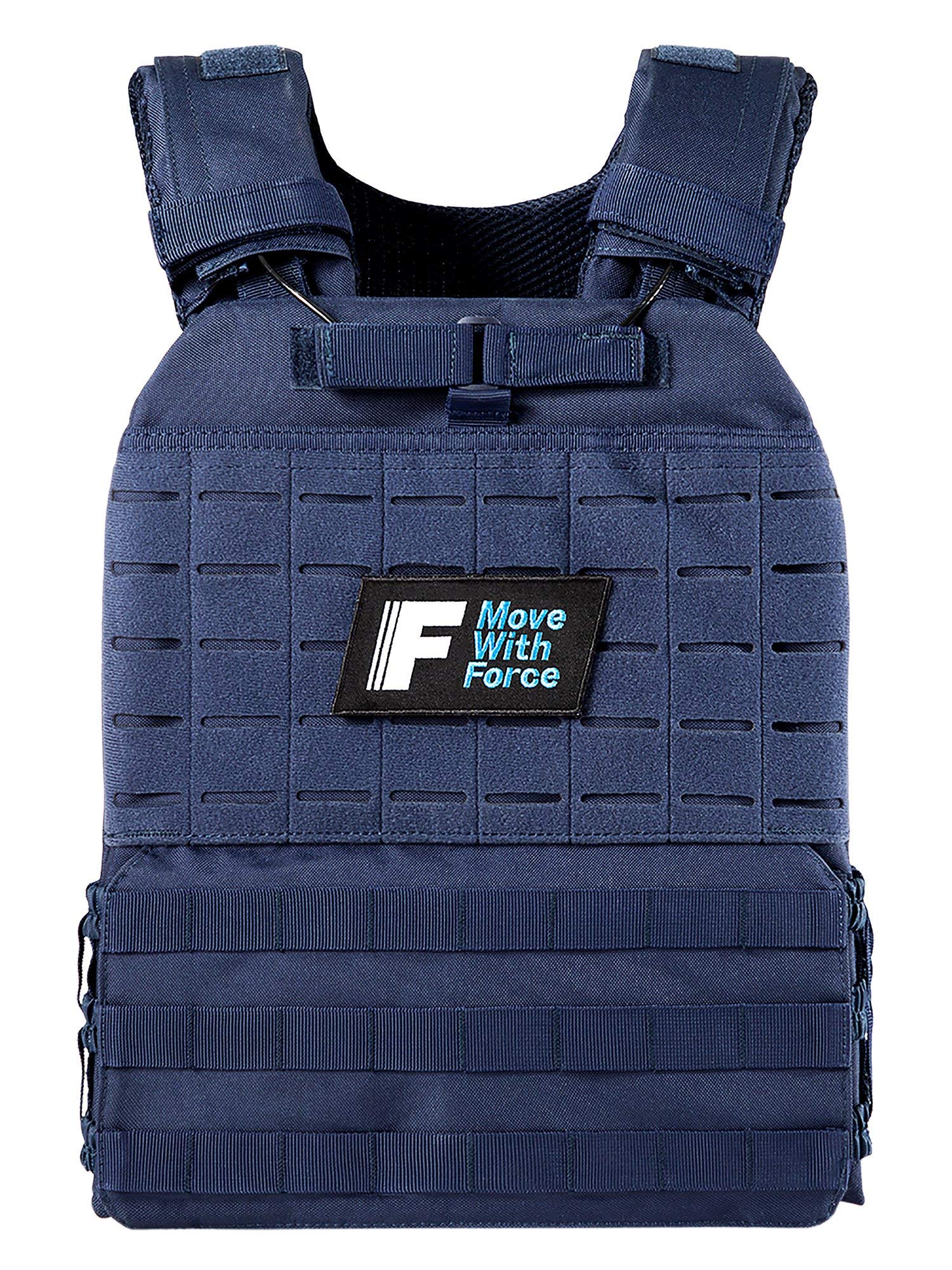 Force Fitness Weighted Vest for Men and Women with Ultra-Durable and Adjustable Straps - Weight Vest for Cardio, Walking, Running, Strength Training, & Calisthenics (2kg, Navy)