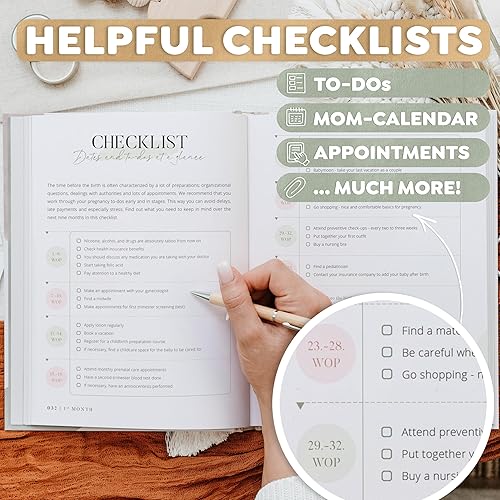 Miniatura 4 de Kwii&Kwii - Diario de embarazo - Hello My Baby - Planificador de embarazo - Mamás primerizas - Libro de recortes de embarazo - Diario de maternidad