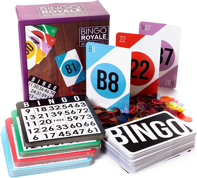 Bingo Game Set for Adults, Seniors, and Family - 1000 Chips, 100 Cards, Jumbo Deck of Calling Cards - Calling Card Set