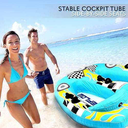 Miniatura 6 de Watersports - Tubo inflable remolcable para dos personas, balsa de remolque flotante para dos personas, botestubosremolcadores inflables con