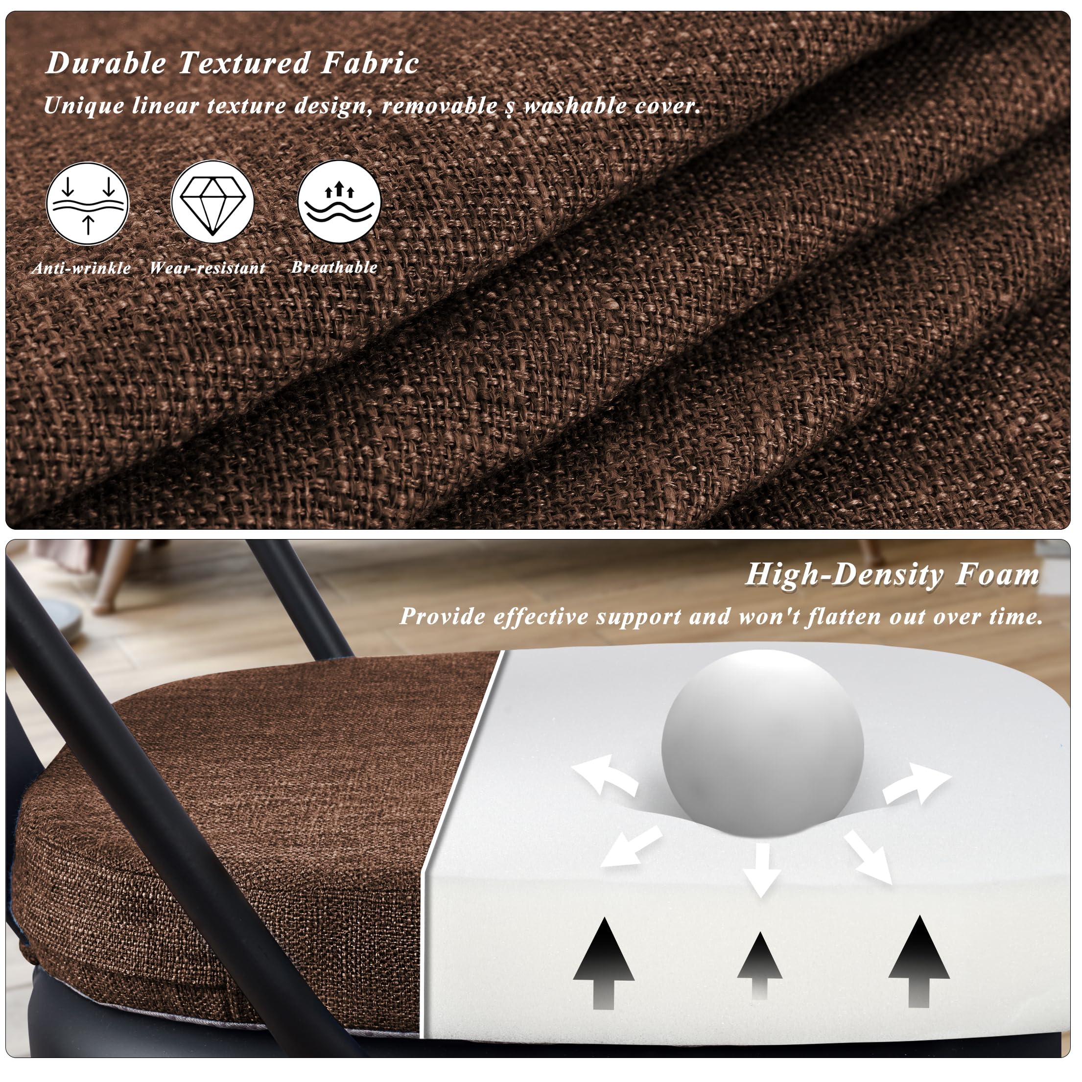 FlyGulls Metal Chair Cushions for Dining Chairs 2" Thick Kictchen Chair Cushions Non Slip Chair Pads with Ties for Metal Dining Chairs Set of 4 (35.5x35.5cm/14x14inch - Image 4
