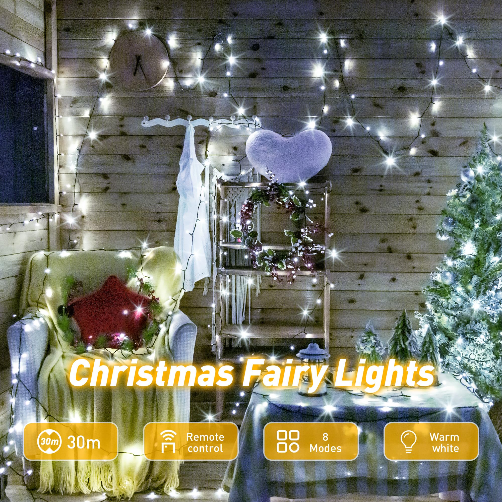 Nextronix Fairy Lights Indoor Outdoor, 30m 300 LED String Lights Plug-in with 8 Modes/Timer/Remote - Image 2