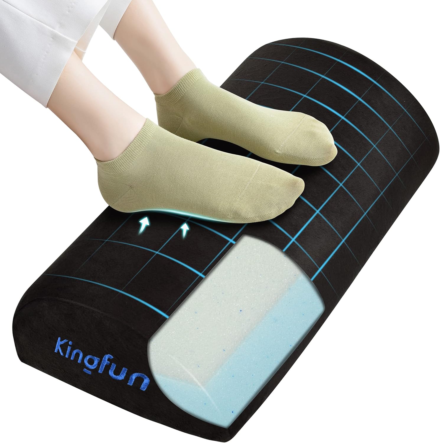 Kingfun Honeyou Adjustable Foot Rest with Handles, Support Orthopedic Under Desk