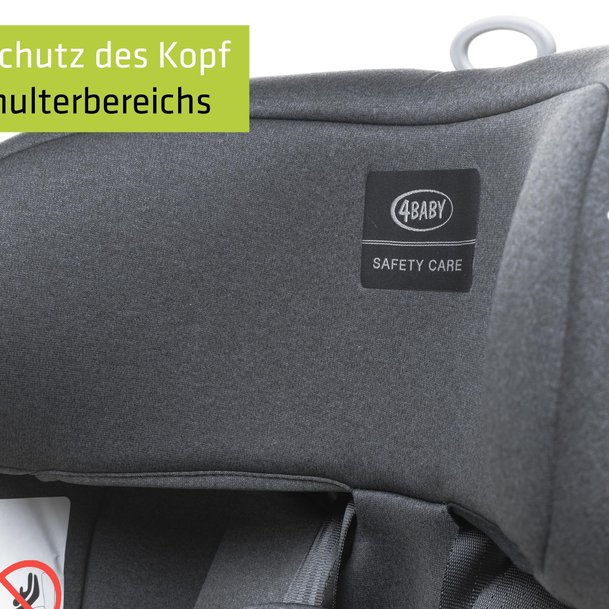 4BABY kindersitz mit isofix 76-150 cm Go-Fix, einstellbar, schutzeinlage, Vorwärtsgerichteter Einbau, I-Size (Graphite)