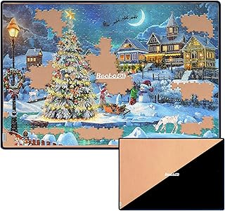 Becko US Jigsaw Puzzle Board Portable Puzzle Mat for Puzzle Storage Puzzle Saver, Up to 1000 Pieces, Non Slip Surface (Khaki/Black)