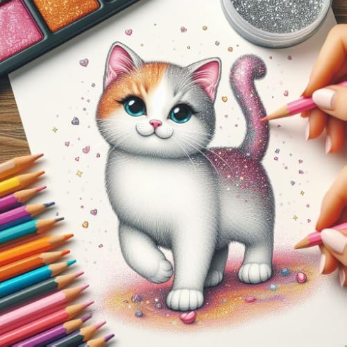 Cats Color by Number - Grownups Paint + Glitter + Crayon + Oil Paint Coloring Pages