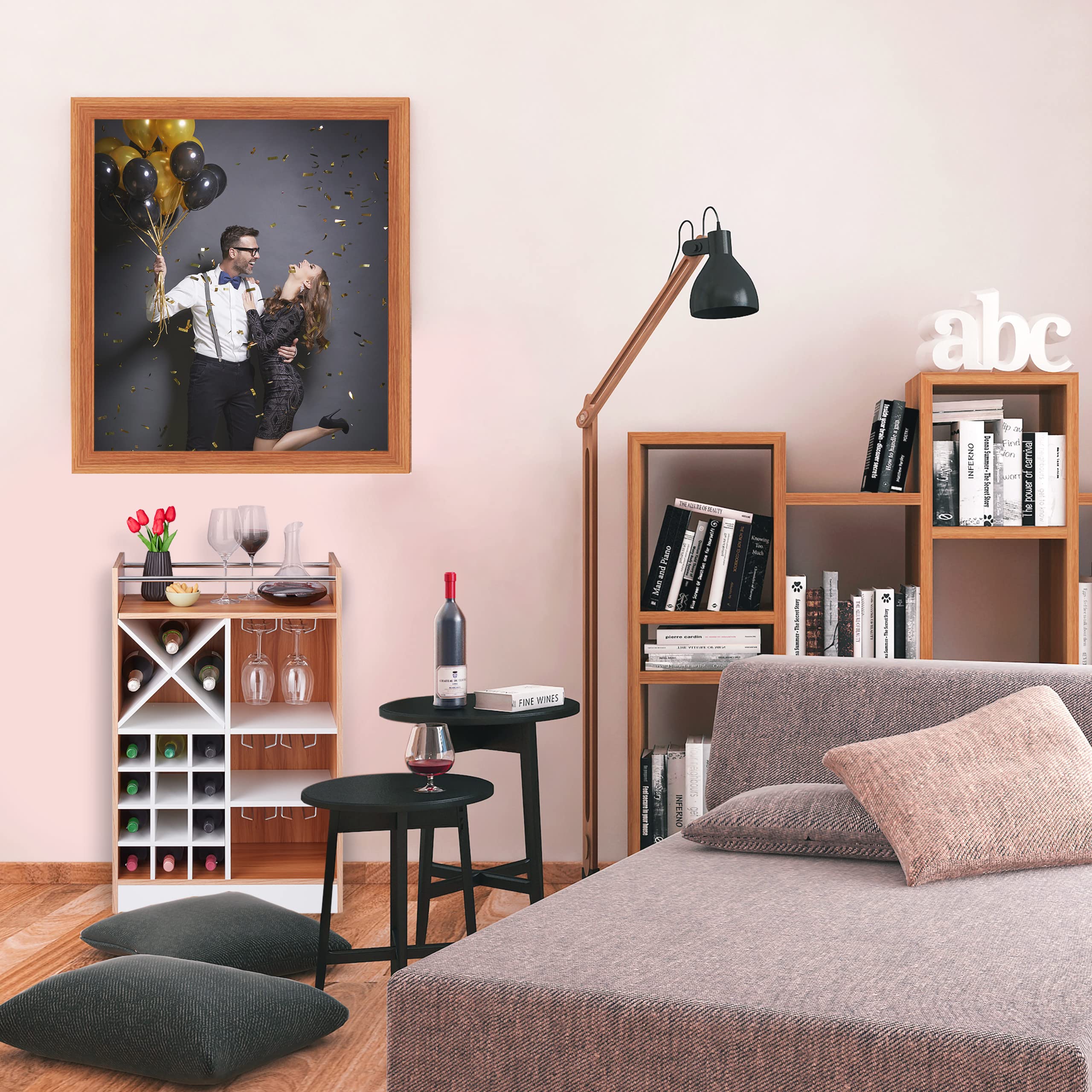 Relaxdays Botellero Grande para 22 Botellas Vino, Mueble Bar, De Pie, Tablero Aglomerado, 1 Ud., 96x63x35 cm, Negro