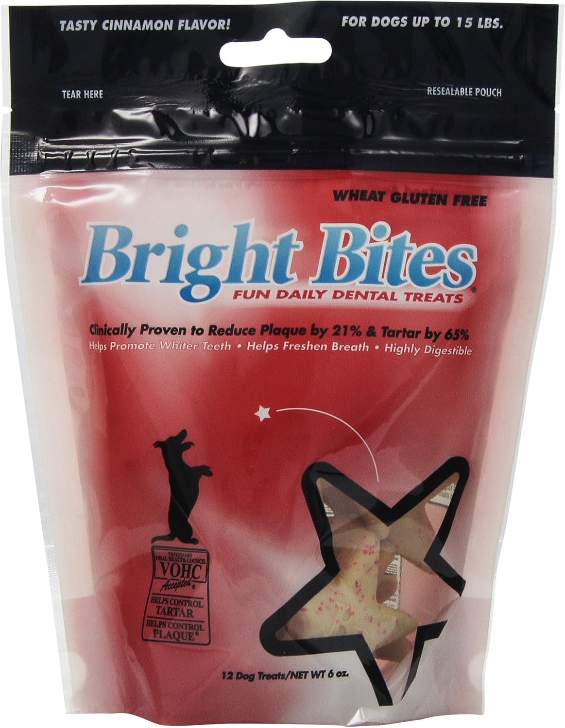 Bright Bites Daily Dental Dog Treats, Tasty Cinnamon Small (4 Packs Of 12 Treats)