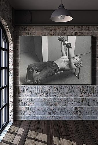 Miniatura 4 de MW MERWEZI Marilyn Monroe Poster en el gimnasio lienzo de pared arte decorativo para el hogar 45 x 30 pulgadas estirado en madera