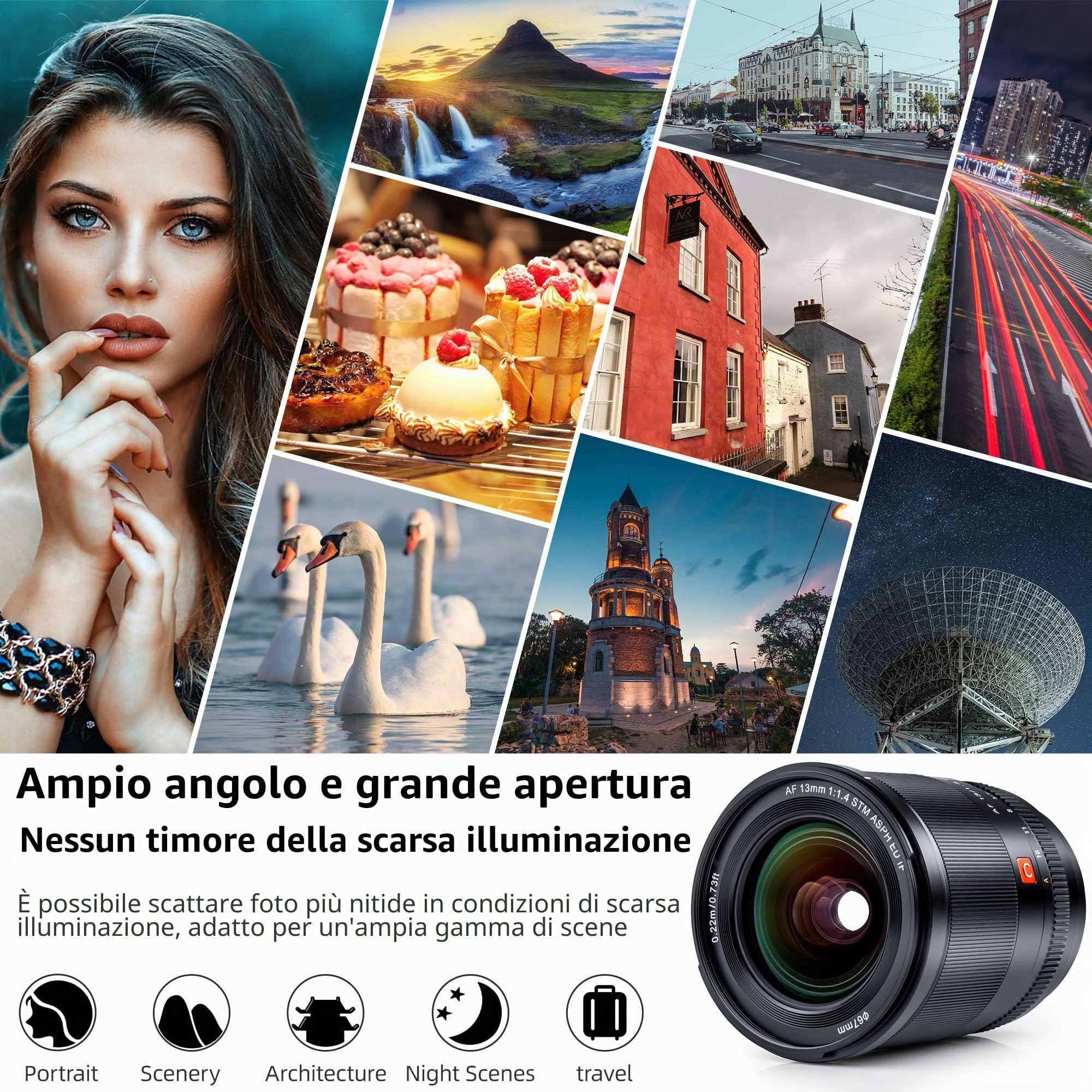 Viltrox 13mm f/1.4 Fuji x Mount Obiettivo Grandangolare per Fujifilm X-Mount X-T30 X-T4 X-T3 X-Pro3 X-Pro2 X-H1 X-T200 fotocamera, Messa a Fuoco Automatica APS-C Nero