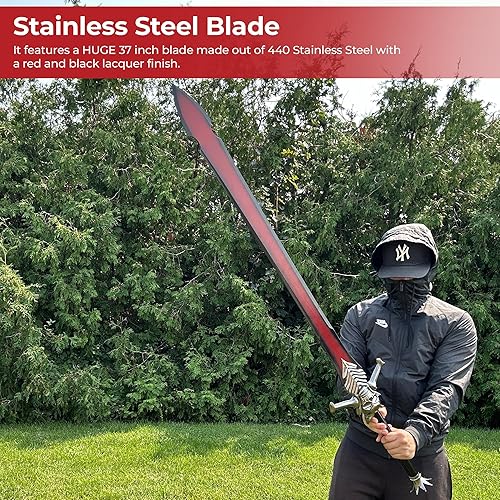 Miniatura 4 de MedievalDepot Dante's Rebellion Espada (Devil May Cry) - Hoja negra y roja de 37 pulgadas, acero inoxidable