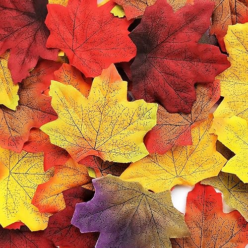 450 hojas artificiales de otoño, hojas de otoño falsas para Halloween, decoración de otoño, fiesta, festival, decoración de mesa de Acción de