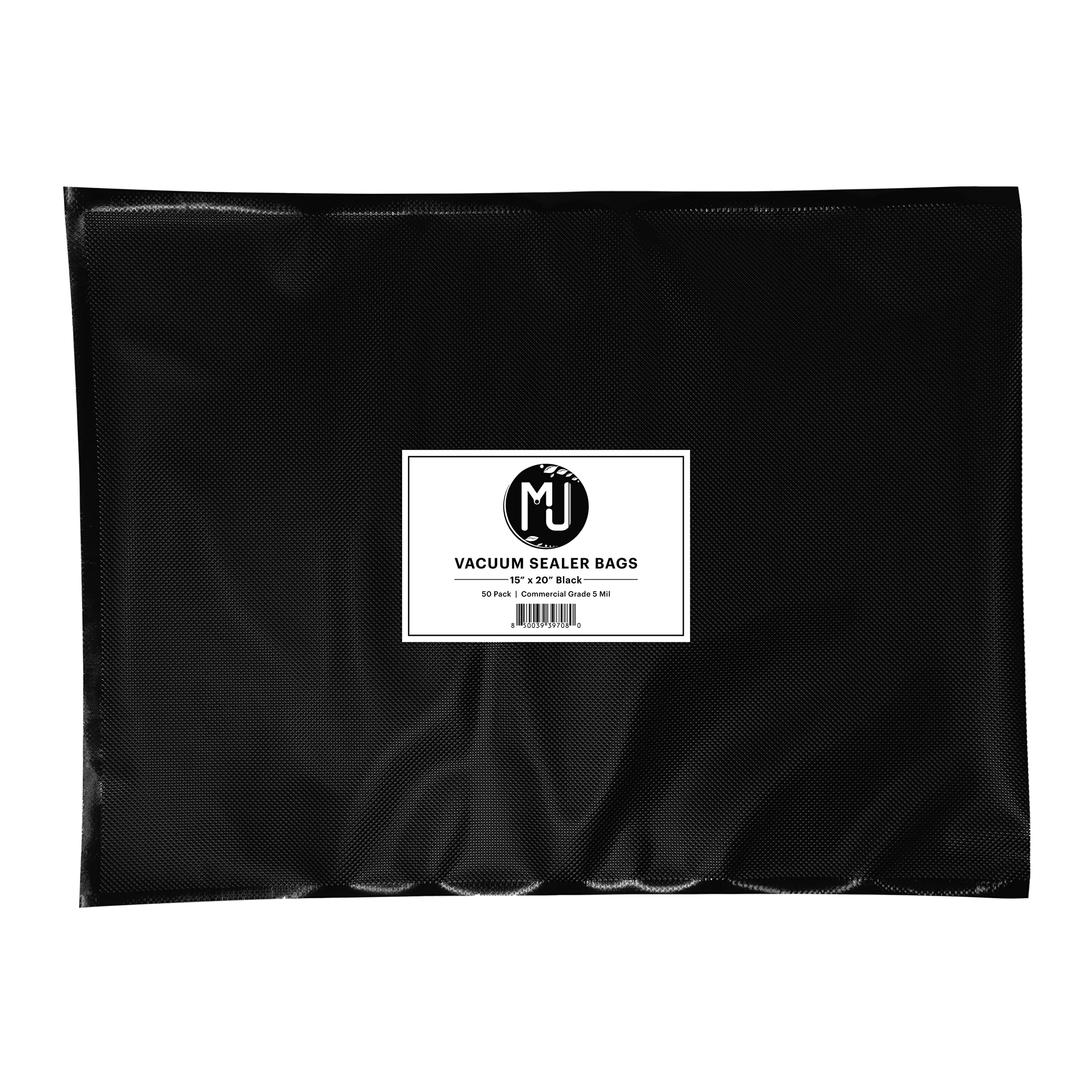 MJ Worki próżniowe klasy komercyjnej do przechowywania żywności, Sous Vide | 50 sztuk (38 cm x 50 cm 5 mil, wszystkie czarne)