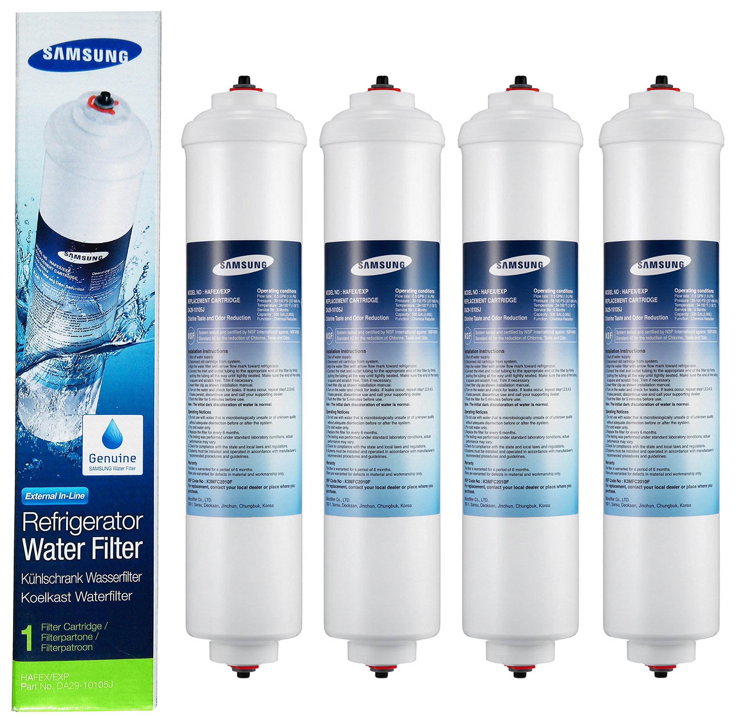 Samsung HAFEX/EXP 4 x Filtri Acqua Aqua Pure Plus Ricambi Esterni per Frigorifero, Bianco