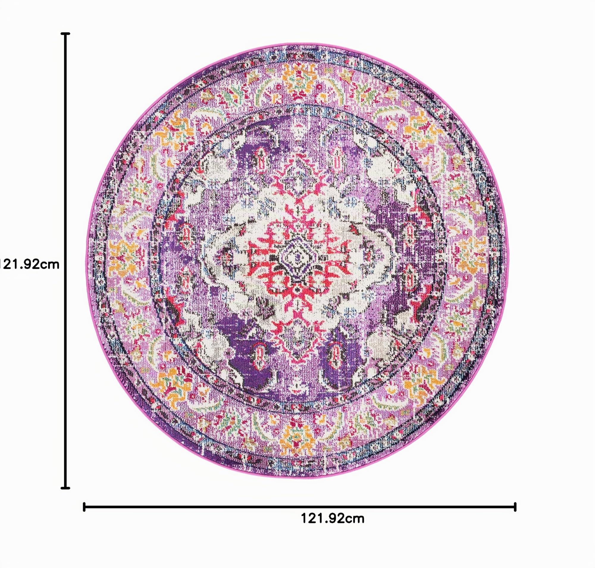 SAFAVIEH Boho Teppich für Wohnzimmer, Esszimmer, Schlafzimmer - Monaco Collection, Kurzer Flor, Violett und Fuchsia, 120 x 120 cm