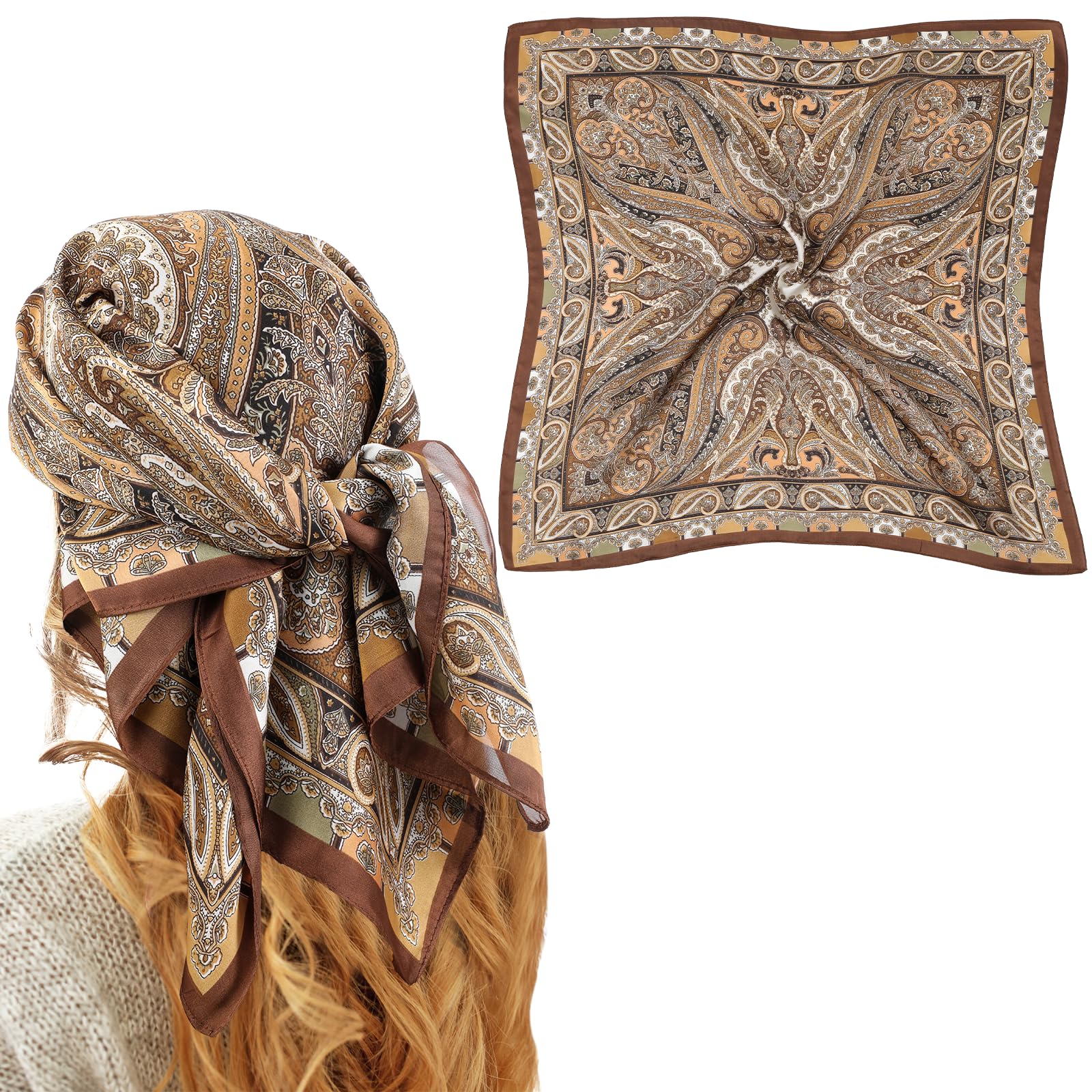 27,5 cala brązowa bandana szalik brązowy jedwabny szalik jedwabny bandany dla kobiet satynowa bandana dla kobiet włosy
