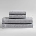 Calvin Klein - Draps de lit Queen, Ensemble de lit en coton Melange Jersey avec poches profondes, Super Soft & Essentiels de literie cozy (Cotton moderne gris/bleu, Reine)