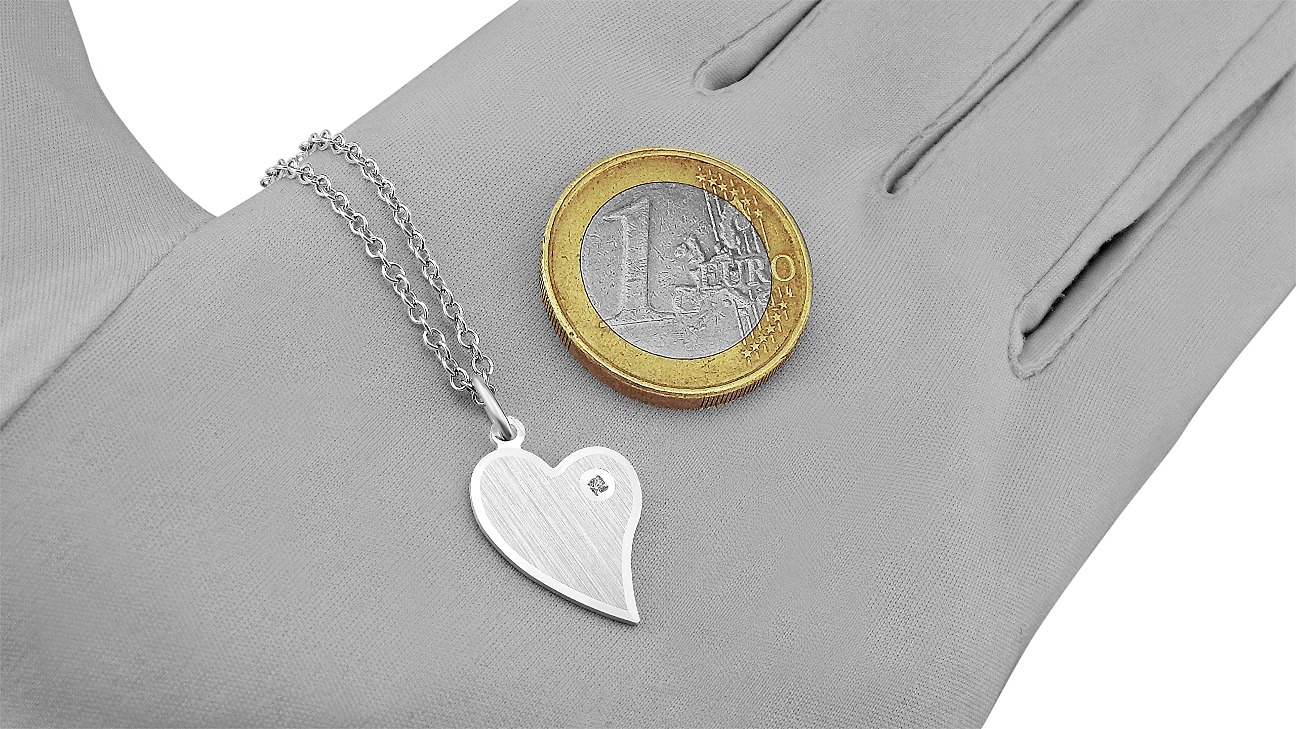925 Sterling Silber Kette mit Gravur 42 + 3 cm mit Anhänger Herz mit Strass-Stein in silber - Personalisierte Halskette Damen Silberkette Schmuck - Geschenke personalisiert