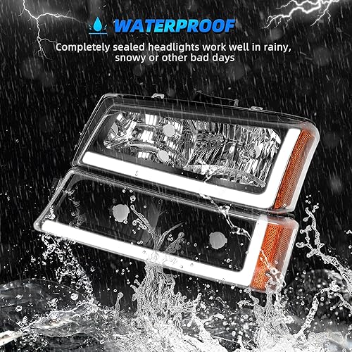 Miniatura 6 de AUTOSAVER88 - Faro con LED DRL compatible con Chevy Avalanche Silverado 2003 2004 2005 2006, 1500 1500HD 2500 2500HD 35002007, Chevrolet Silverado