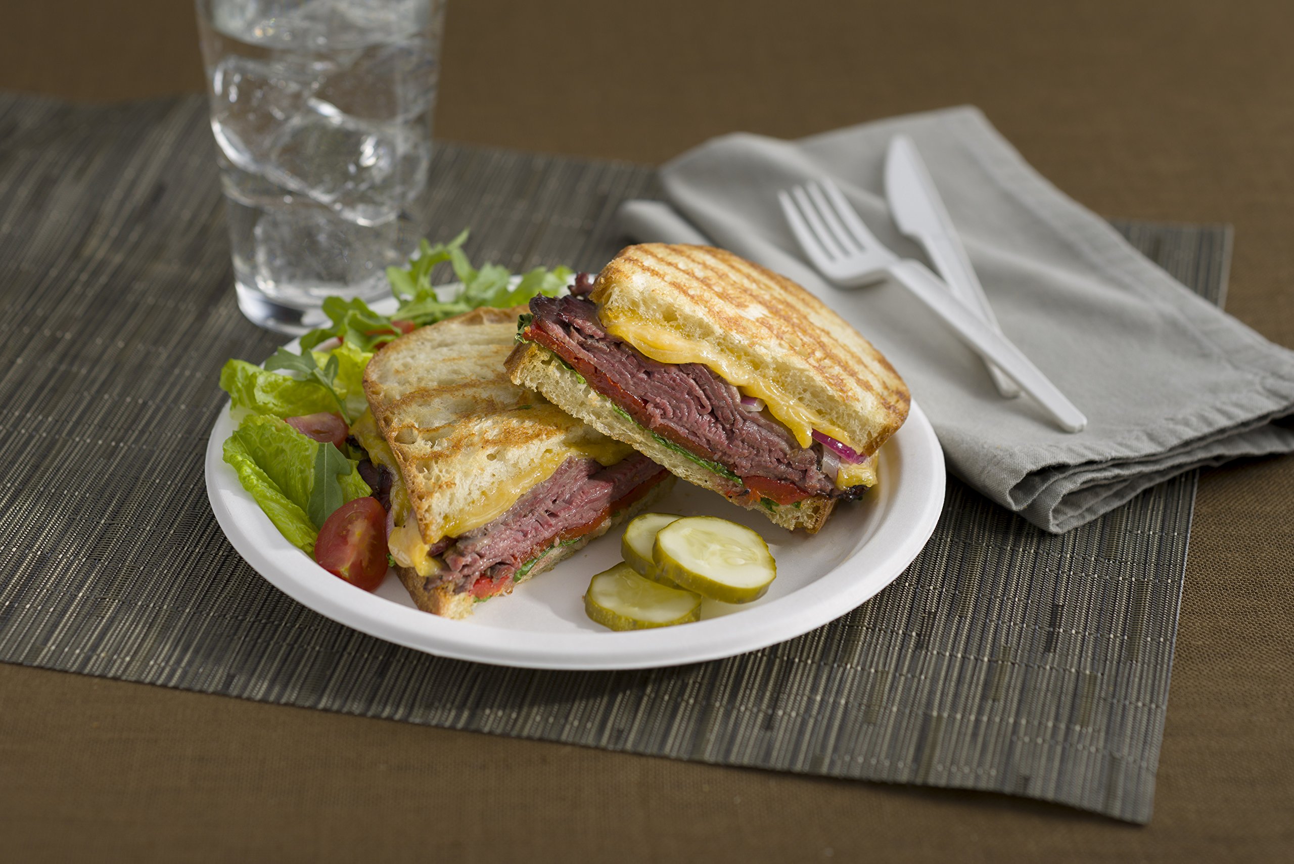 Stalkmarket 100% Compostable Natural Plant Fiber Plate, 9-Inch, 500-Count Case