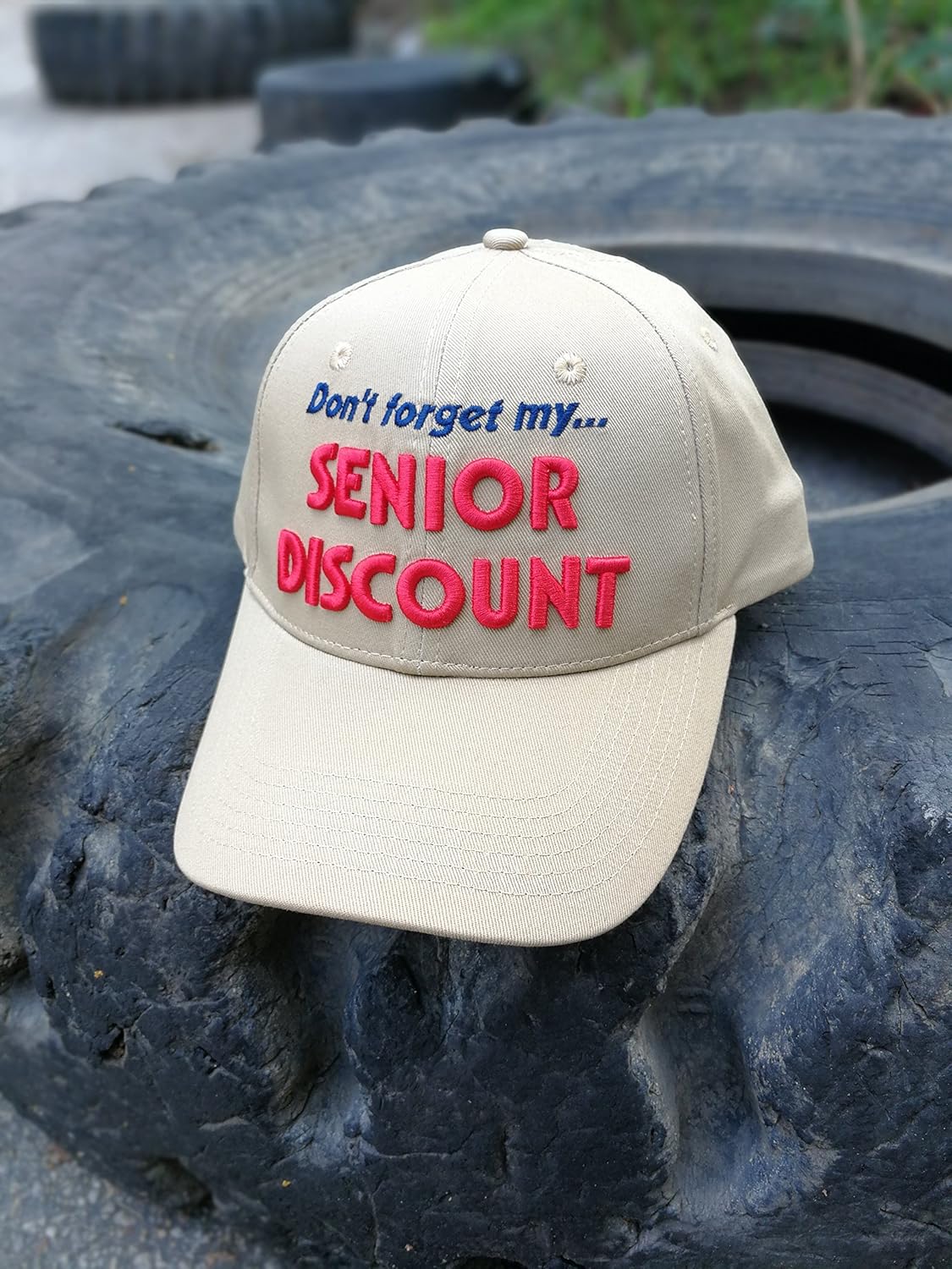 Birthday Baseball Cap, Don't Forget My Senior Discount Hat for Dad Grandpa Elders Father's Grandparents Beige - Image 5