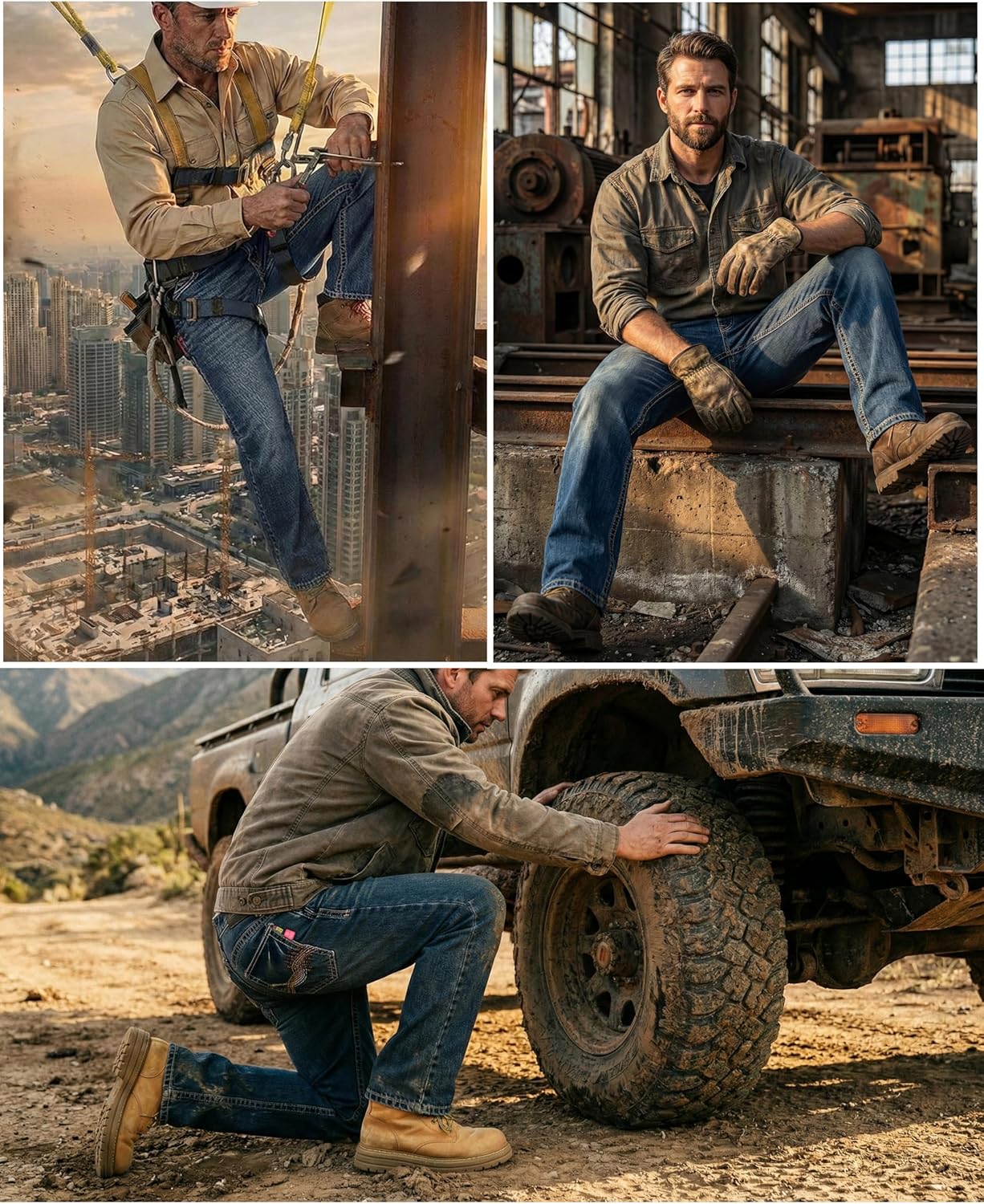 BOCOMAL FR Jeans for Summer Midweight EX-Soft Relaxed Boot Cut Vintage Washed Flame Resistant Work Pants NFPA2112 CAT2