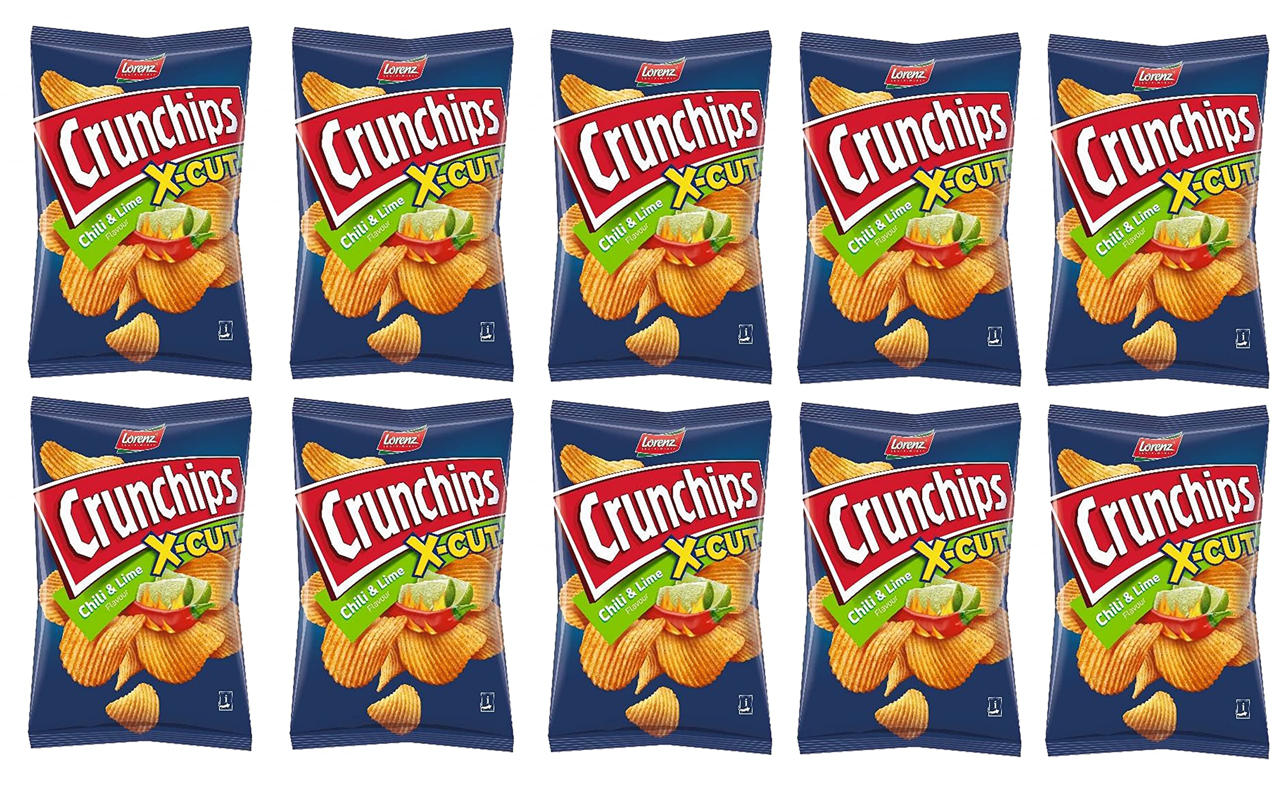 Crunchips X-Cut 150g Pack of 10 (Chilli & Lime)