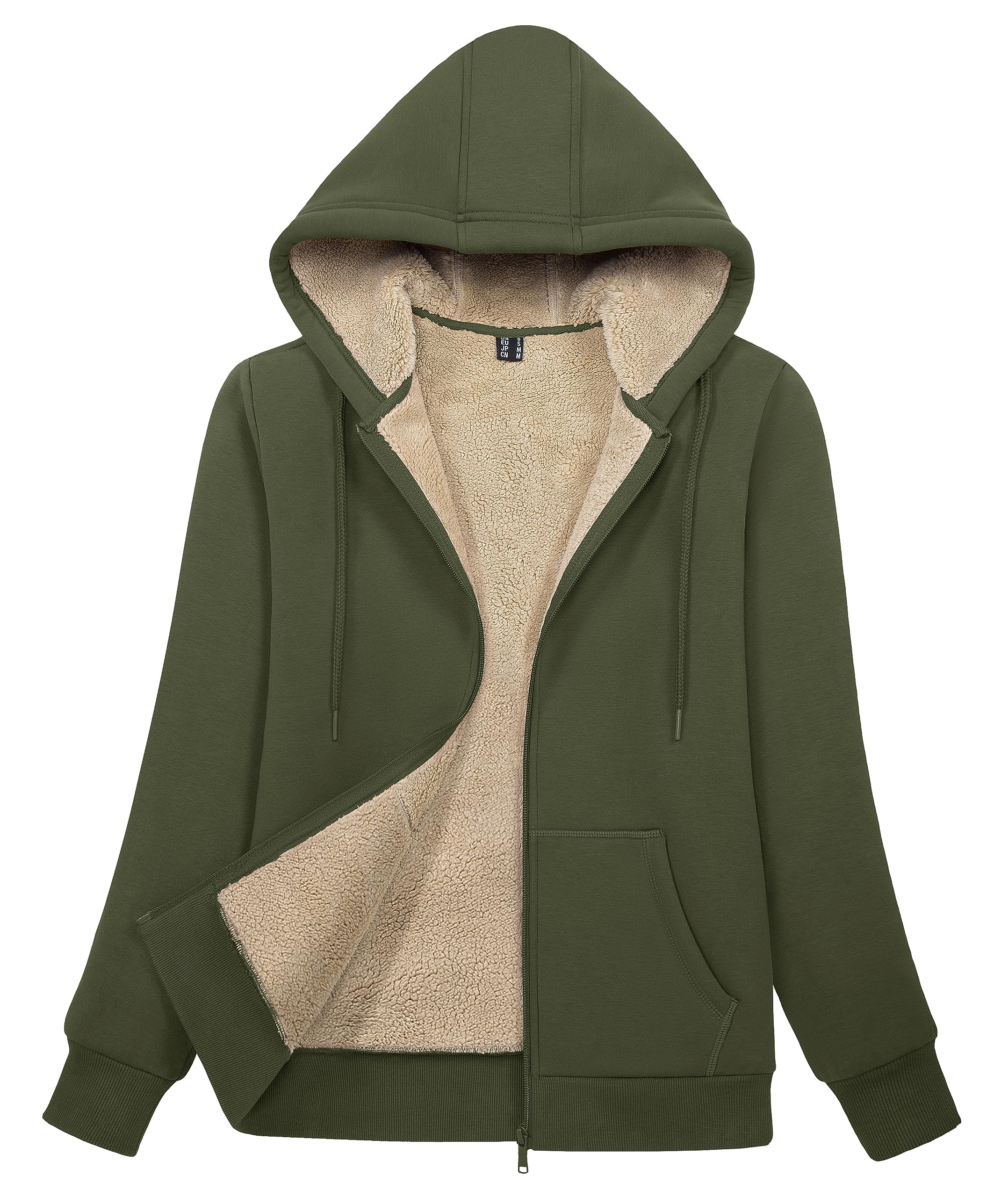 MAGCOMSEN Womens Zip Up Sherpa Lined Fleece Jacket