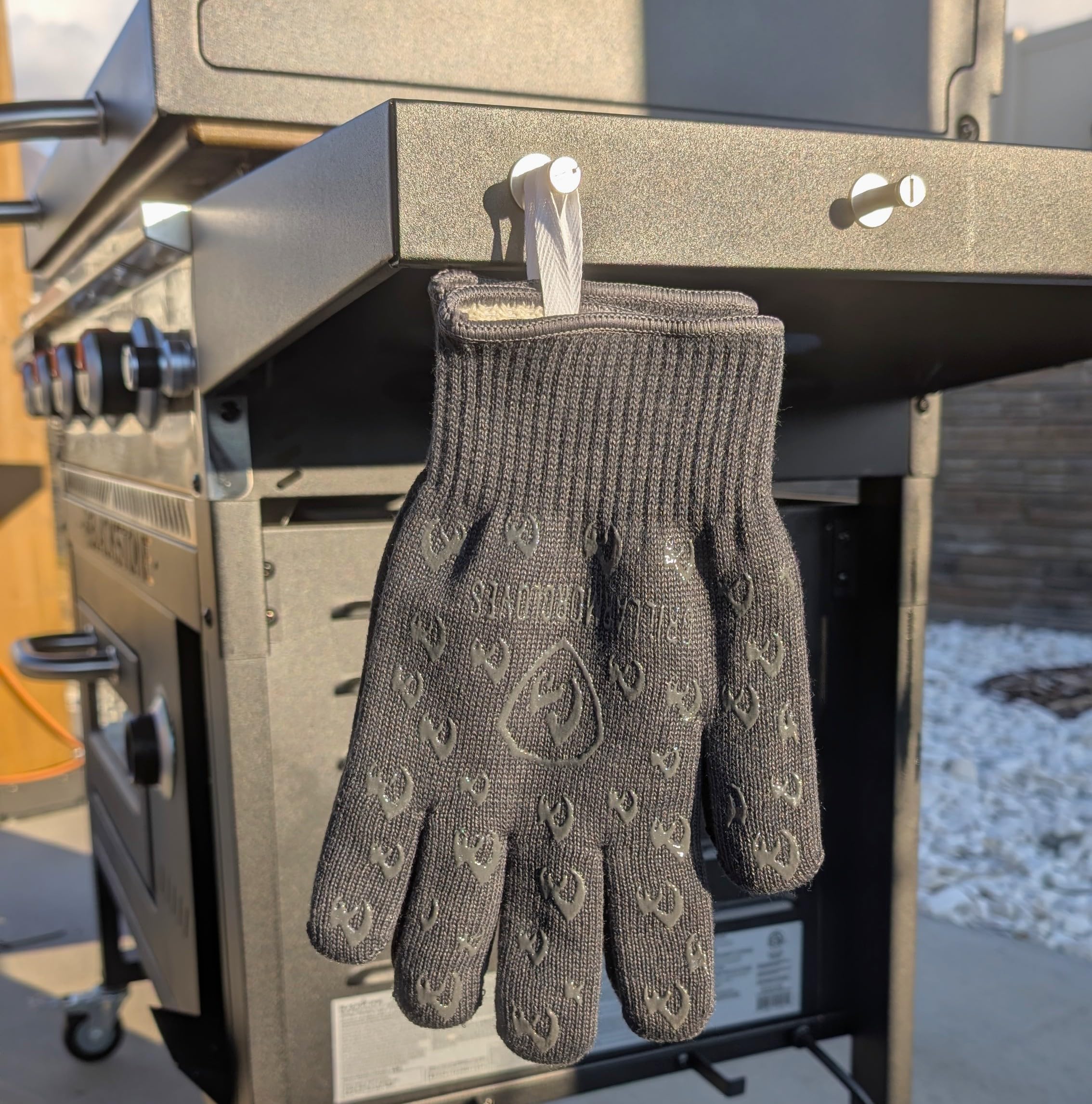 Rękawice kuchenne z palcami - 932°F ekstremalnie odporne na wysokie temperatury i przecięcia, rękawice do kuchni, BBQ, grilla, pieczenia, paleniska - certyfikat EN407 z antypoślizgowym silikonowym