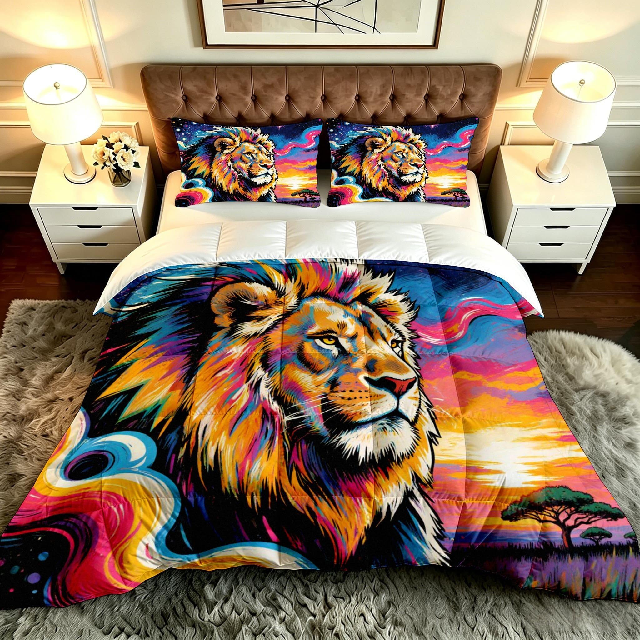 Edredón para niños de león colorido de 135x200 para noches alegres en cama 90