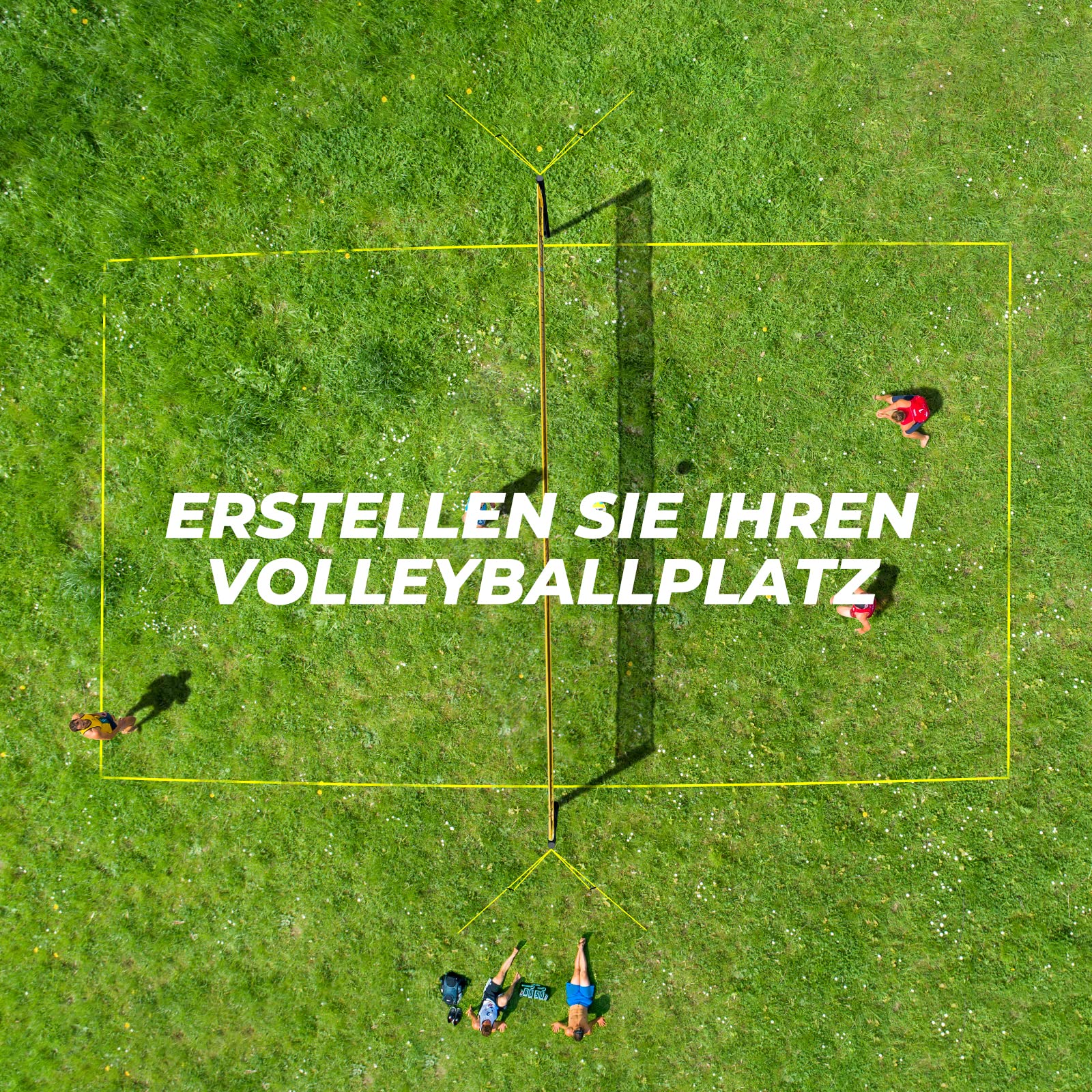 Vanku Volleyballnetz Garten Outdoor Set mit Stangen Höhenverstellbar 9,5m x 1m Standardgröße Gelb