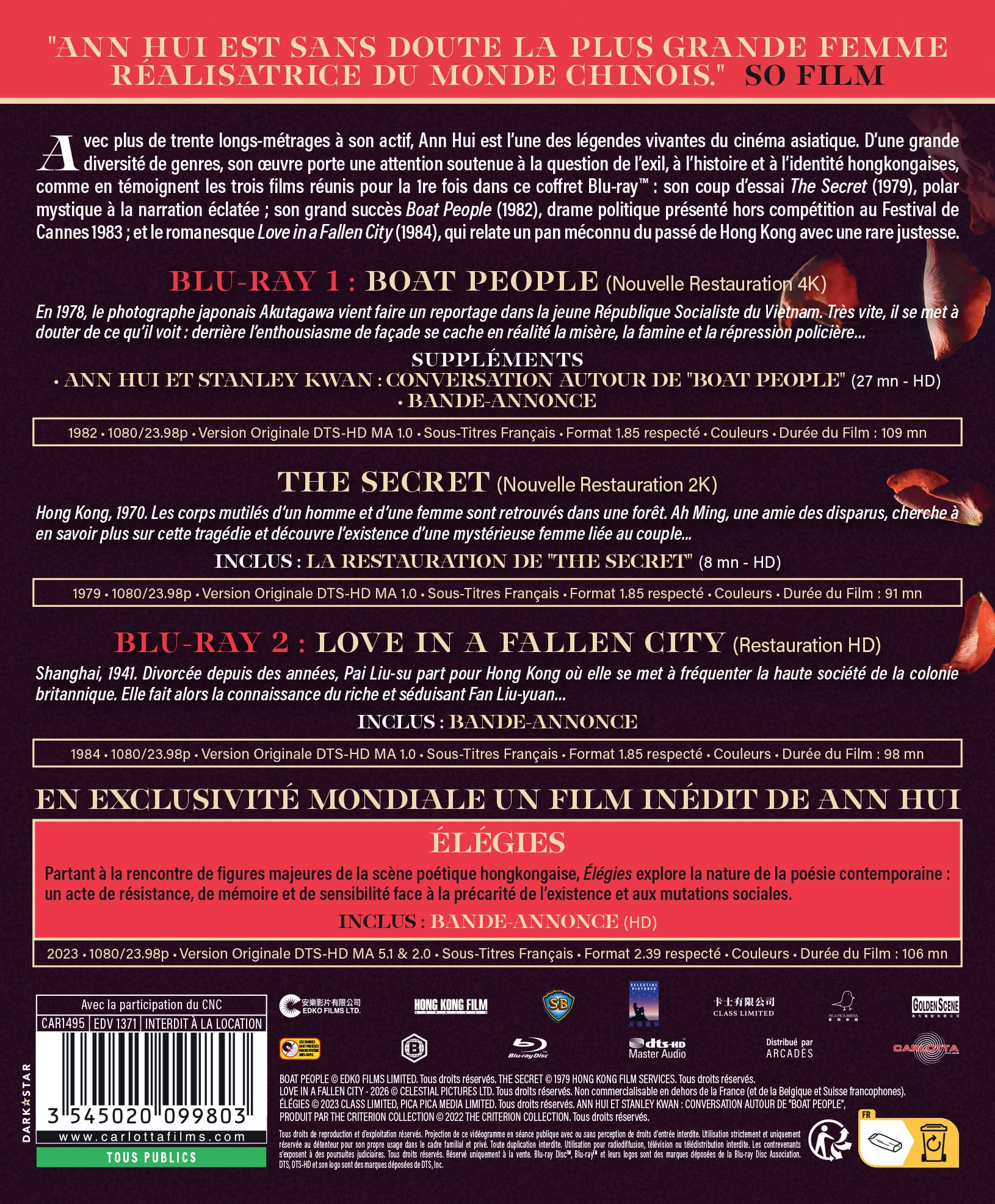Coffret Ann Hui (En 3 films)- 2 Bul-Ray