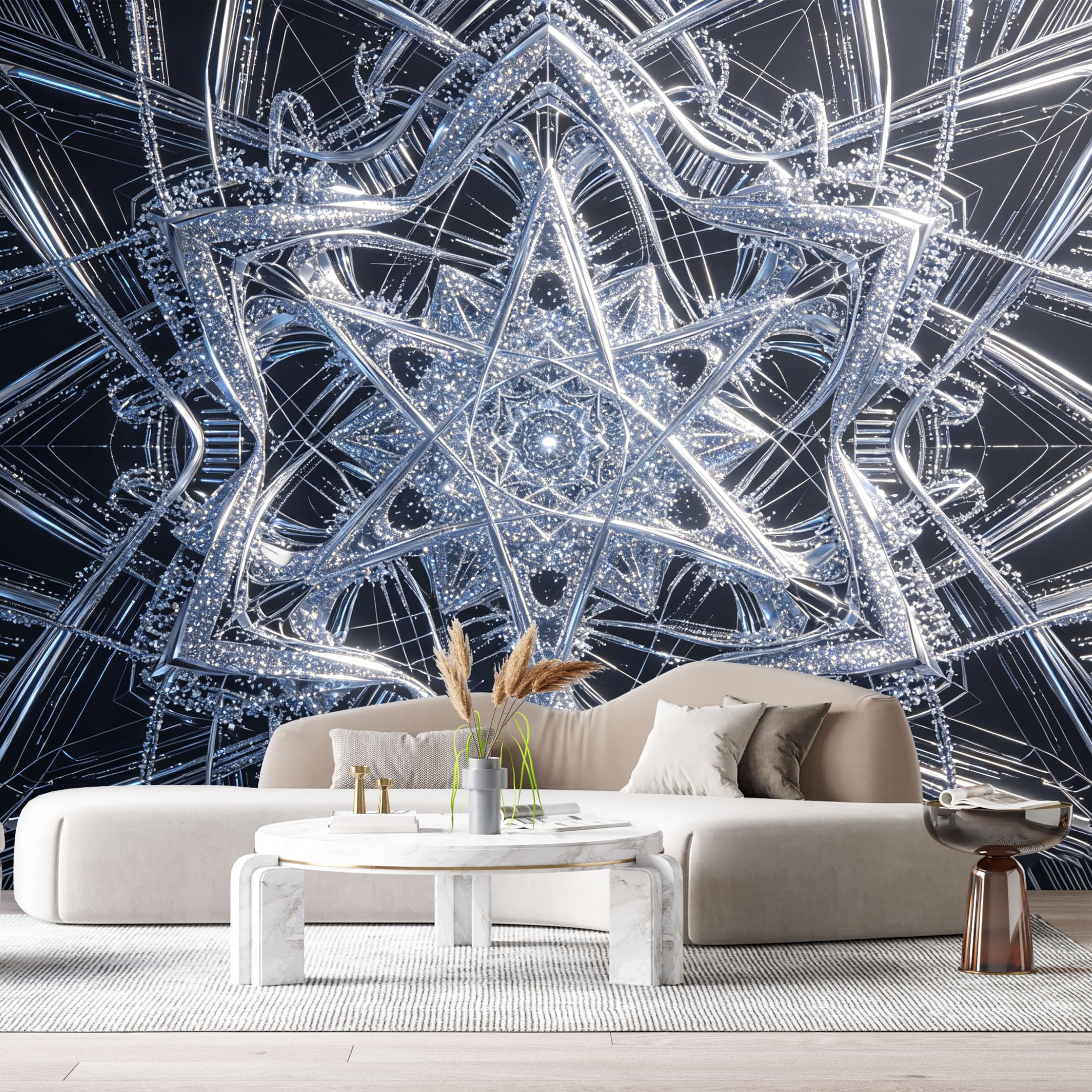 Custom Size Wall Murals Abstract Geometric Star Metallic Texture Modern Contemporary SelfAdhesive Wall Fabric Removable Large Wallpaper for Photo Living Room