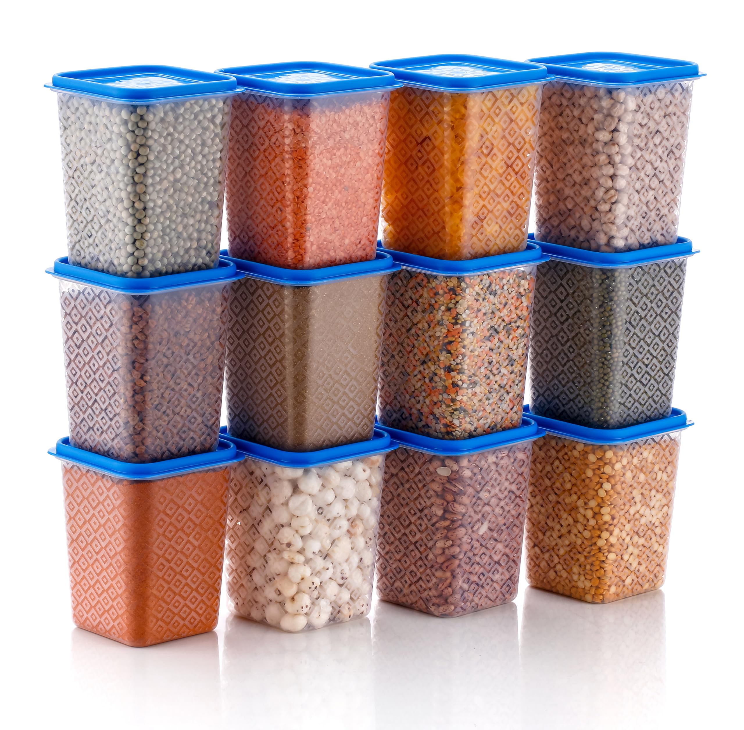 HINDSTAR Multipurpose Plastic Storage Jars and Kitchen Mate Classic Containers | BPA-Free, Airtight Kitchen Container Set for Spices, Grains and More Items - Transparent (1000ML, Set of 12) (B0DG5VPB2S) Amazon Price History, Amazon Price Tracker