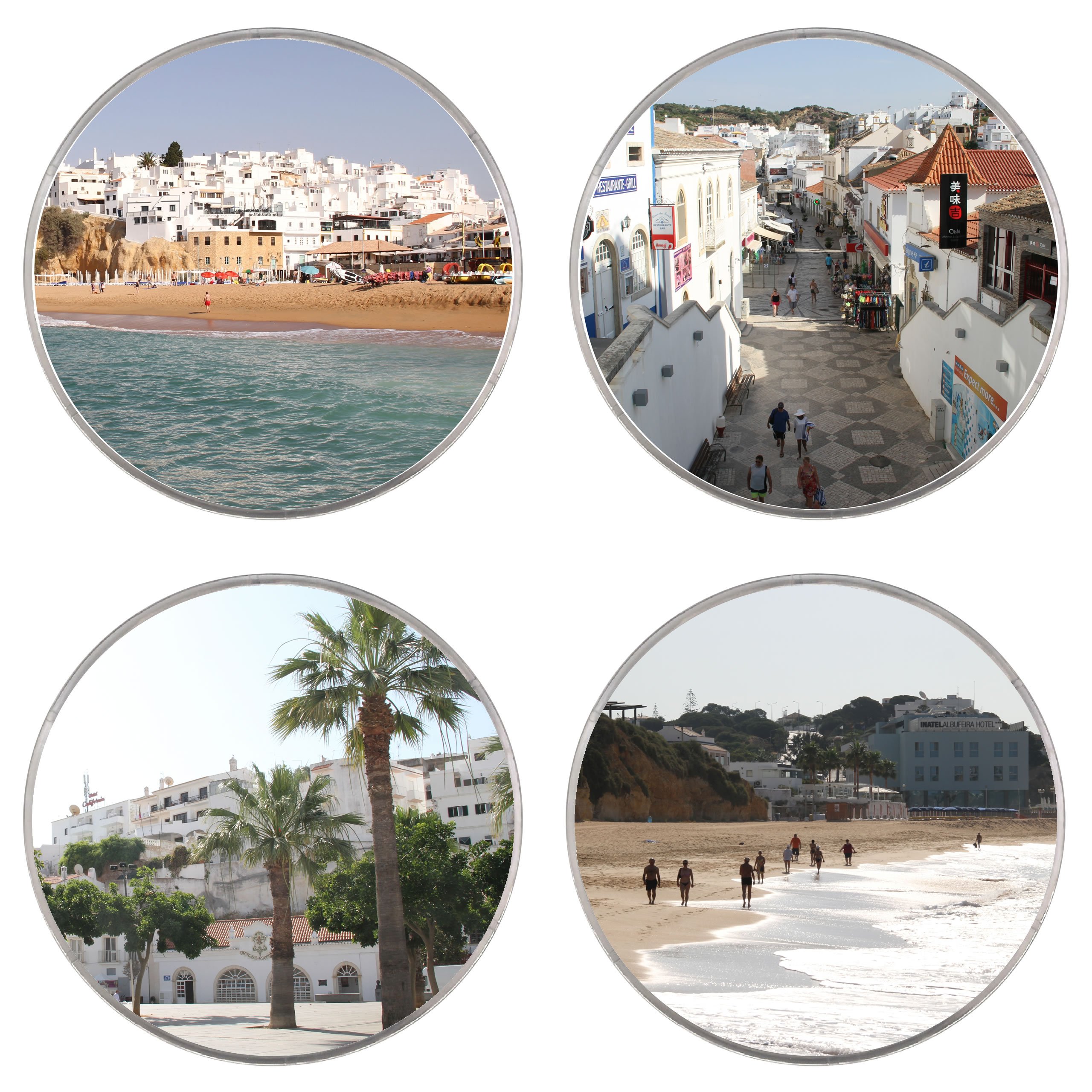 Albufeira - Algarve - Portugal - 80mm Coasters (4 Pack) - Gift/Present - For Mugs/Glasses/Cups