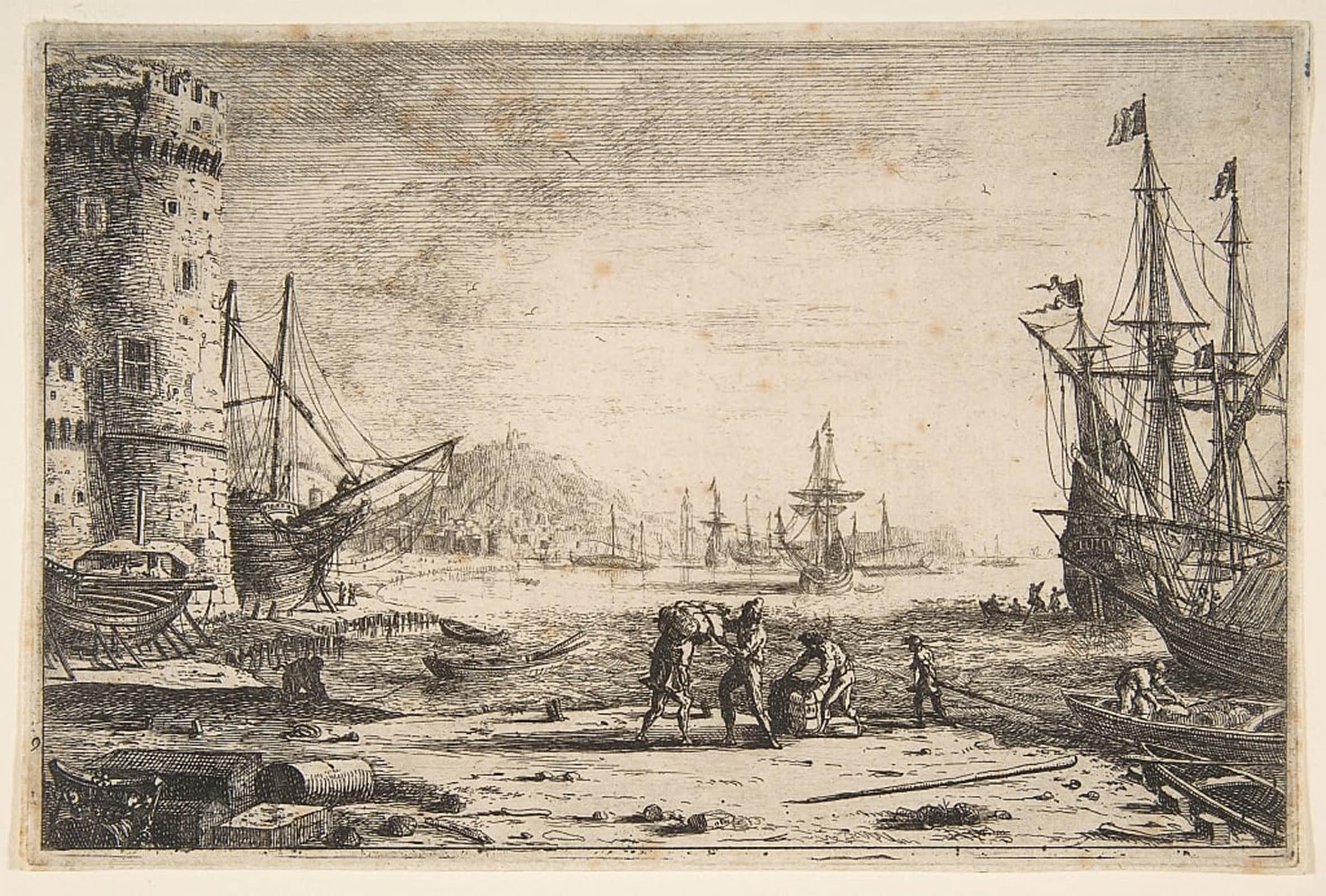 SERENDIPITP Vintage Picture Print on Canvas Wall Art Poster Harbour with a Large Tower by Claude Lorrain Artwork Print Poster for Wall Decor 60x90cm
