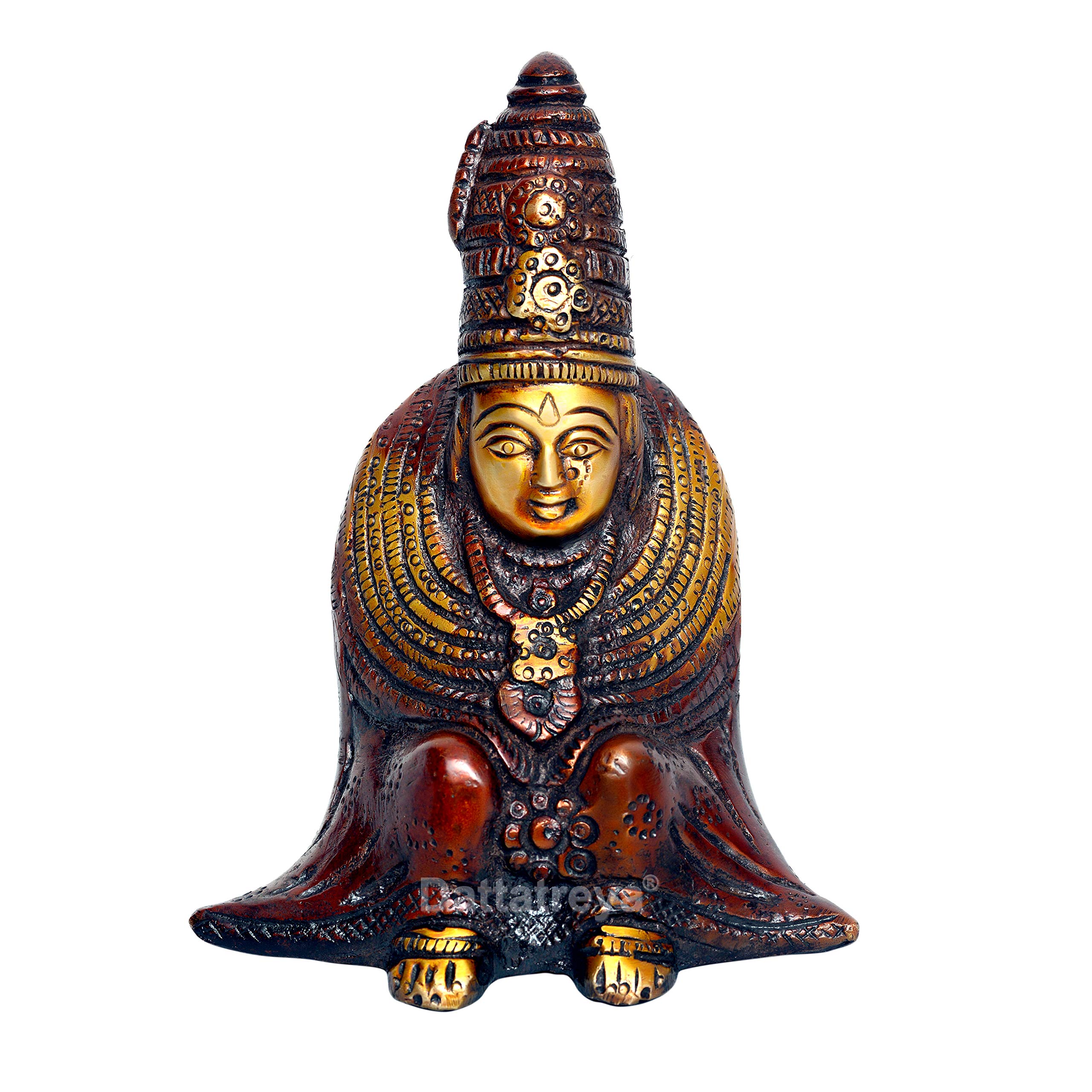 Dattatreya Brass Antique Goddess Tulja Bhavani Idol Statues (Brown, 4.2x3.5x2.75)