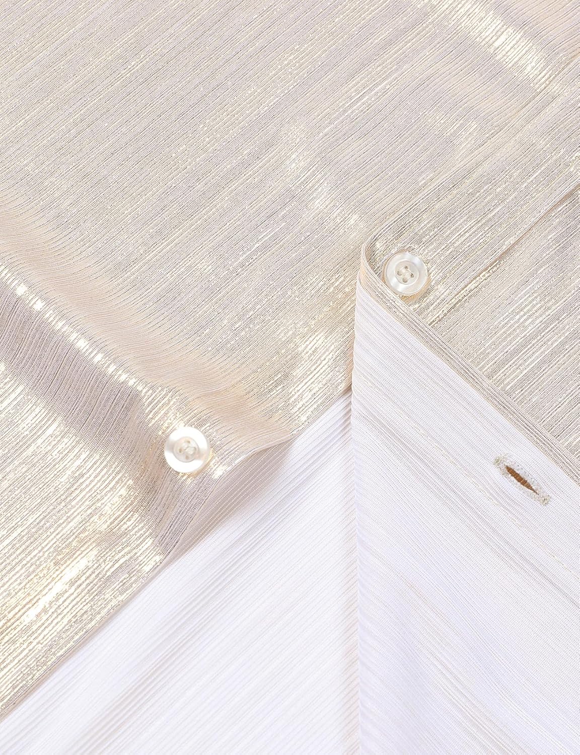 ZEROYAA Men 70s Shiny Short Sleeve Button Down Shirt Fashion Sparkle Disco Dress Shirts - Image 4