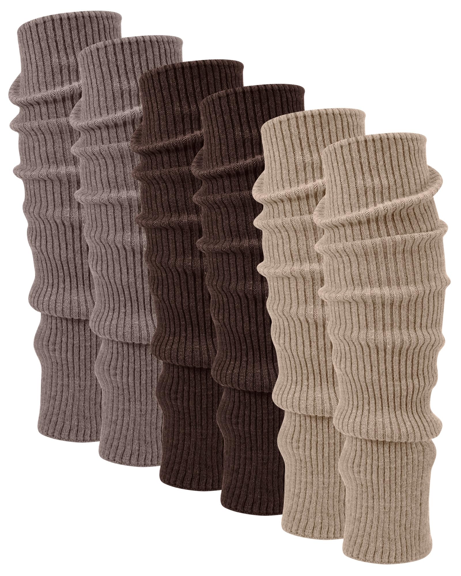 Shihanee 3 Pairs Wool Leg Warmers Women Soft Warmer Wool Winter Stockings Knit Long Leg Warmers Indoor Outdoor