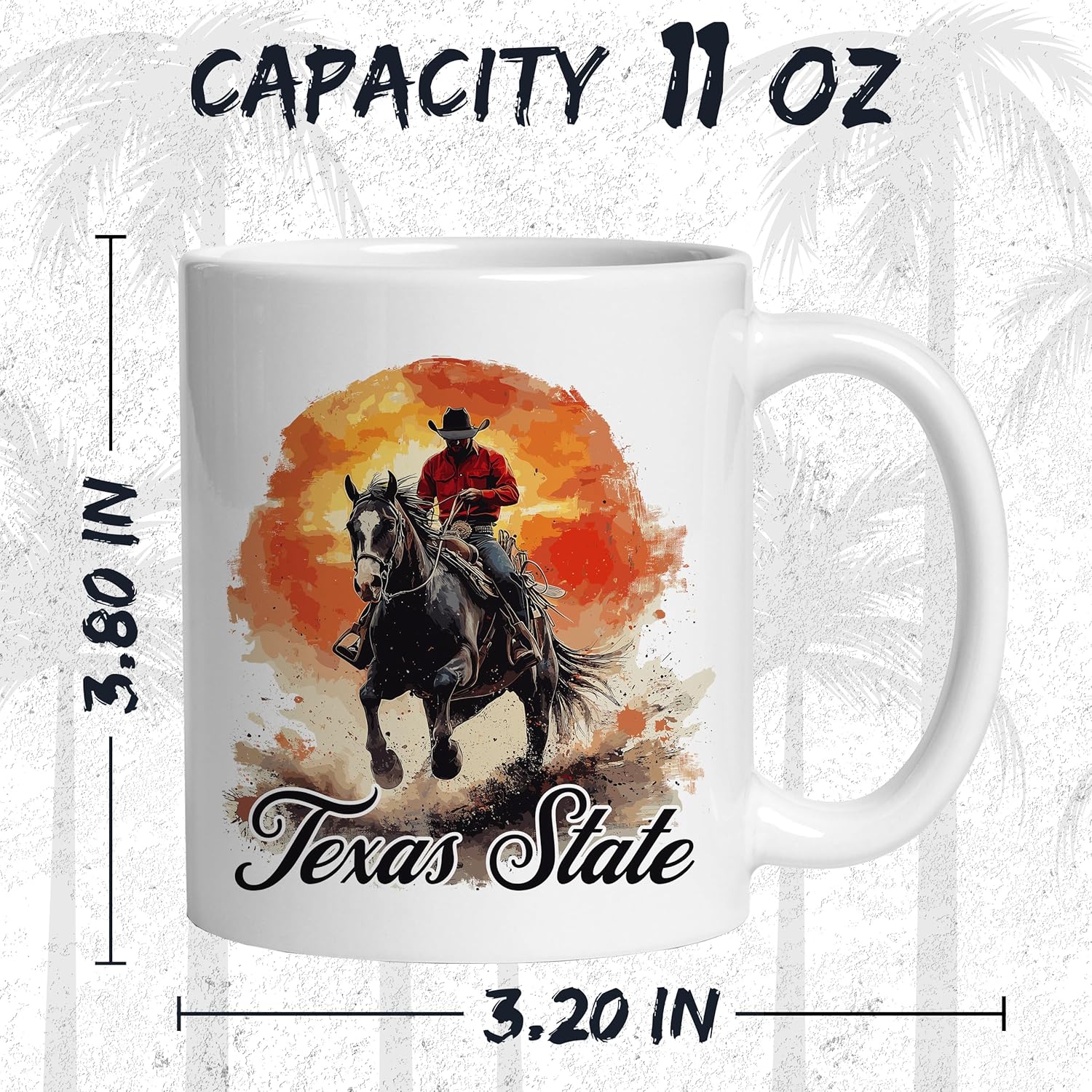 Texas State Ceramic Coffee Mug 11oz Lone Star State - Tea Coffee Mug with Comfortable Grip - Unique Travel Gift Cup for Office or Home - Vibrant Long-Lasting Print ID44991 - Image 2