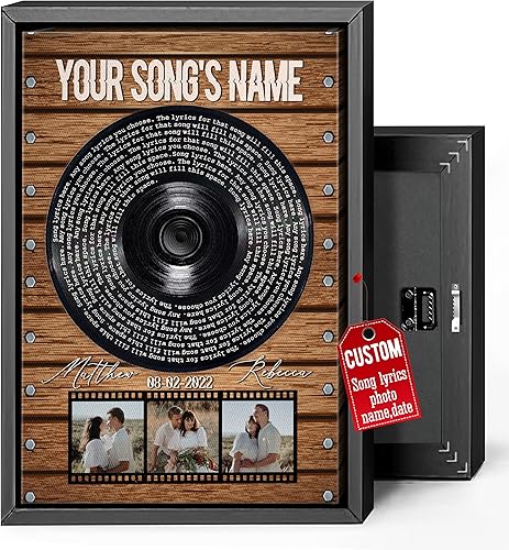 Vista 211 de H-DEWALL Letras de canciones personalizadas con marco, arte de pared musical personalizado para él, decoración sentimental y regalo inspirador