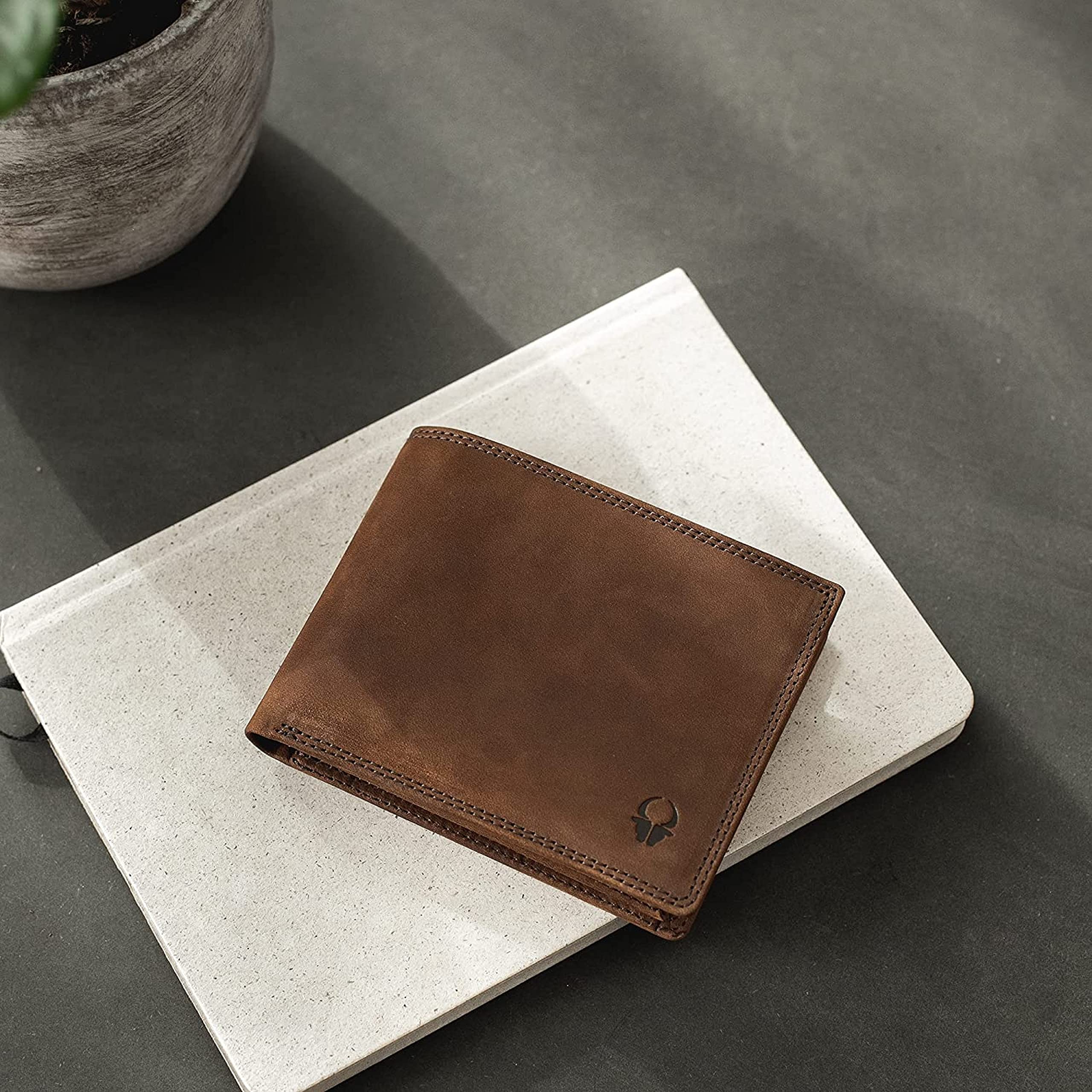 DONBOLSO Portafoglio Uomo Pelle Zurigo - XL Portafoglio Uomo con Portamonete e Blocco RFID - Design Vintage con Scomparti per Carte e Banconote - Vintage Marrone