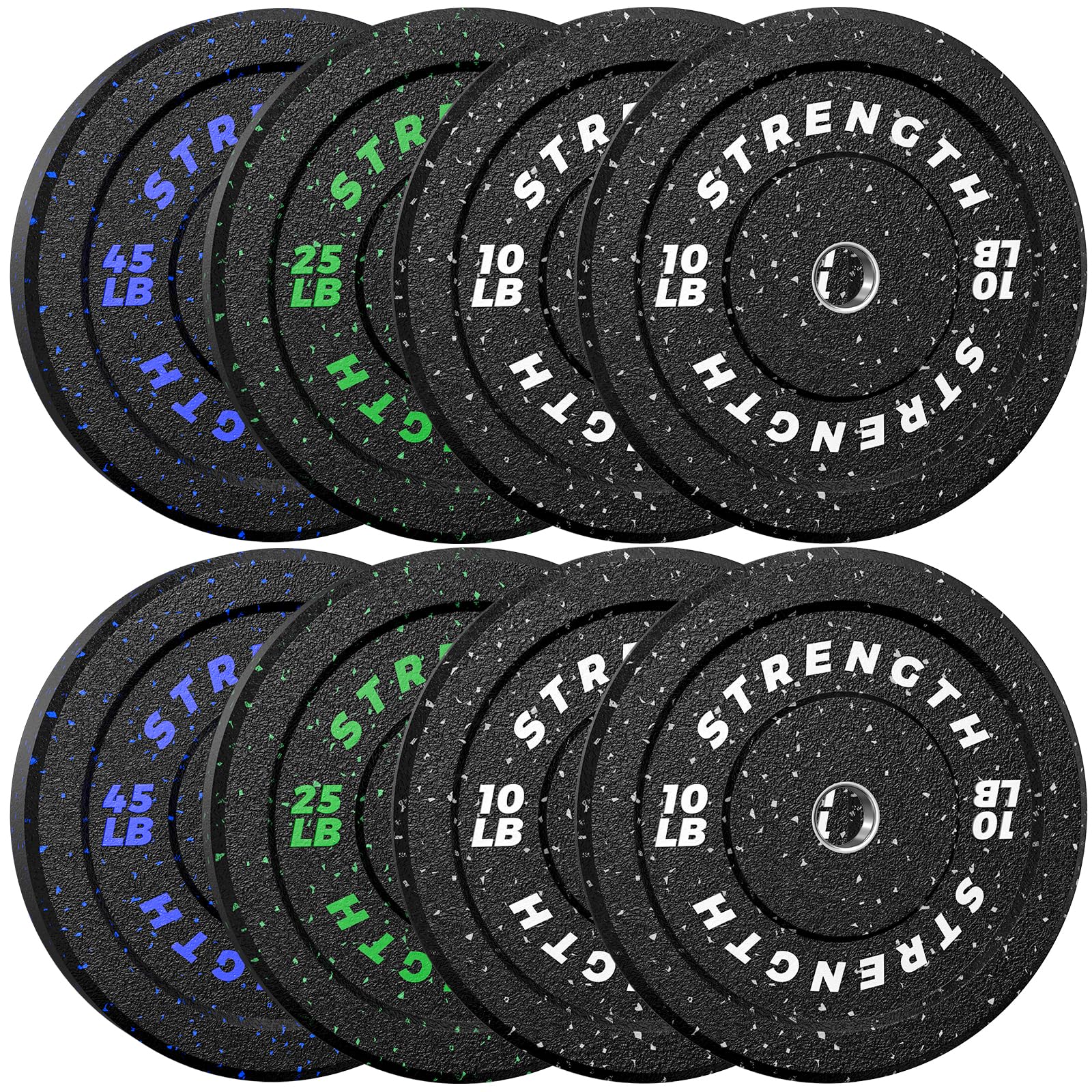 Pro-Grade 2 Inch Bumper Plates Set, High Bounce Colored Rubber Olympic Weight Plates, Floor-Protective Barbell Weight Set for Home Gym, 10-260lb Strength Training Plates for Weight Lifting (180lb Set)