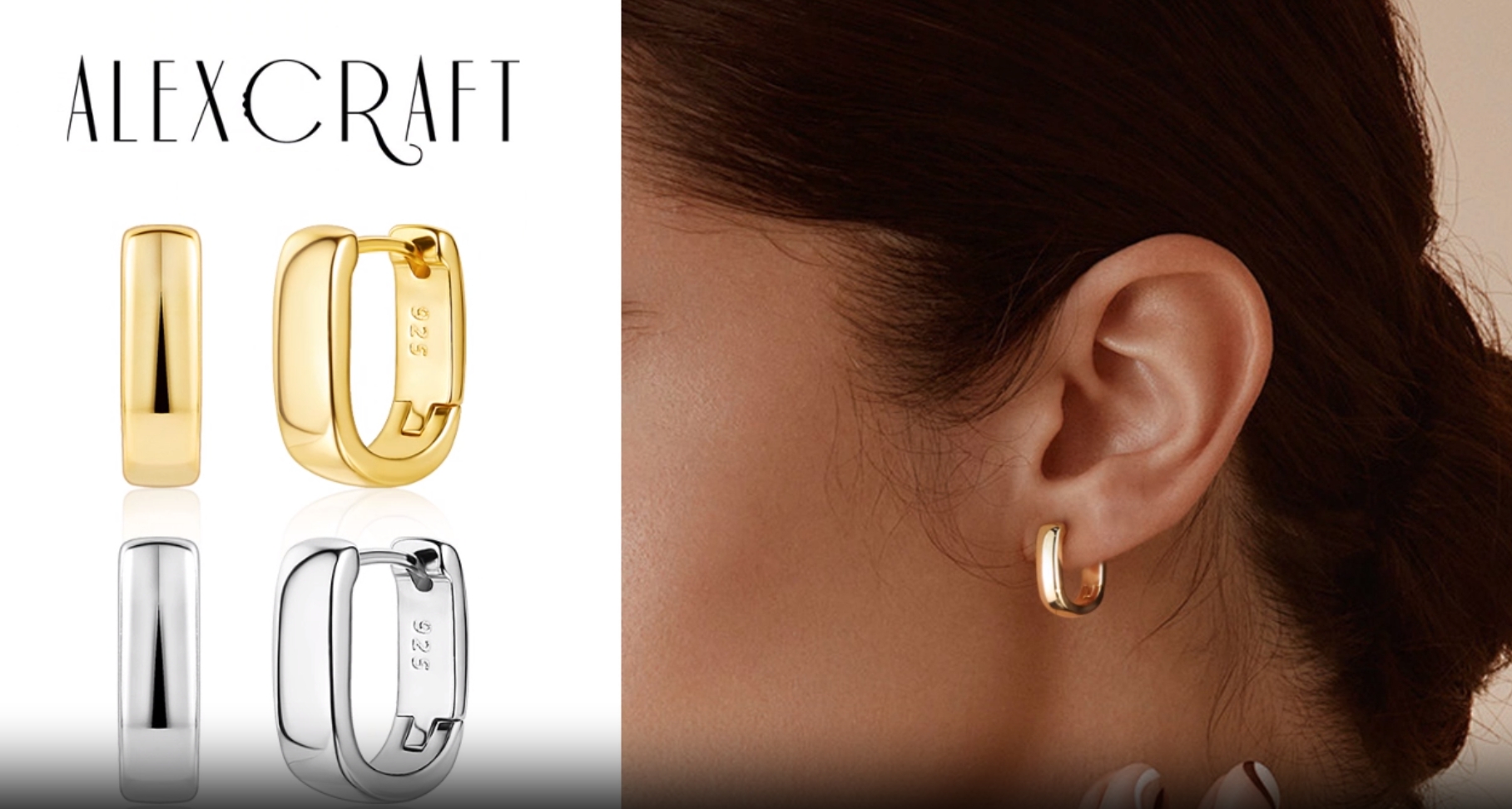 ALEXCRAFT Orecchini Donna Cerchio Argento 925 Orecchini a Cerchio Argento Donna Orecchini Argento Cerchio