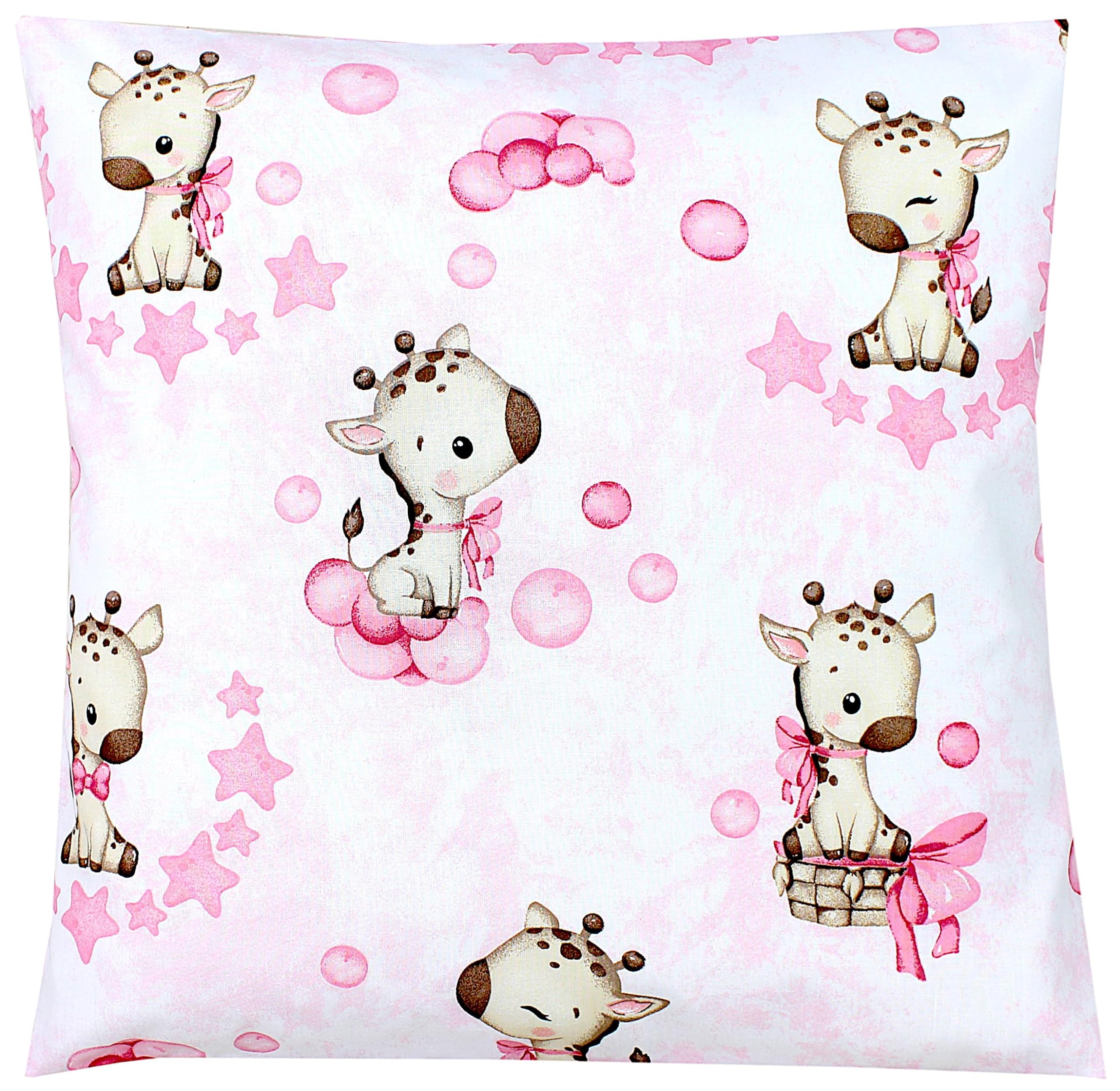 TupTam Federa per Cuscino per Bambini Set di 2 80x80 cm Giraffa puntini rosa